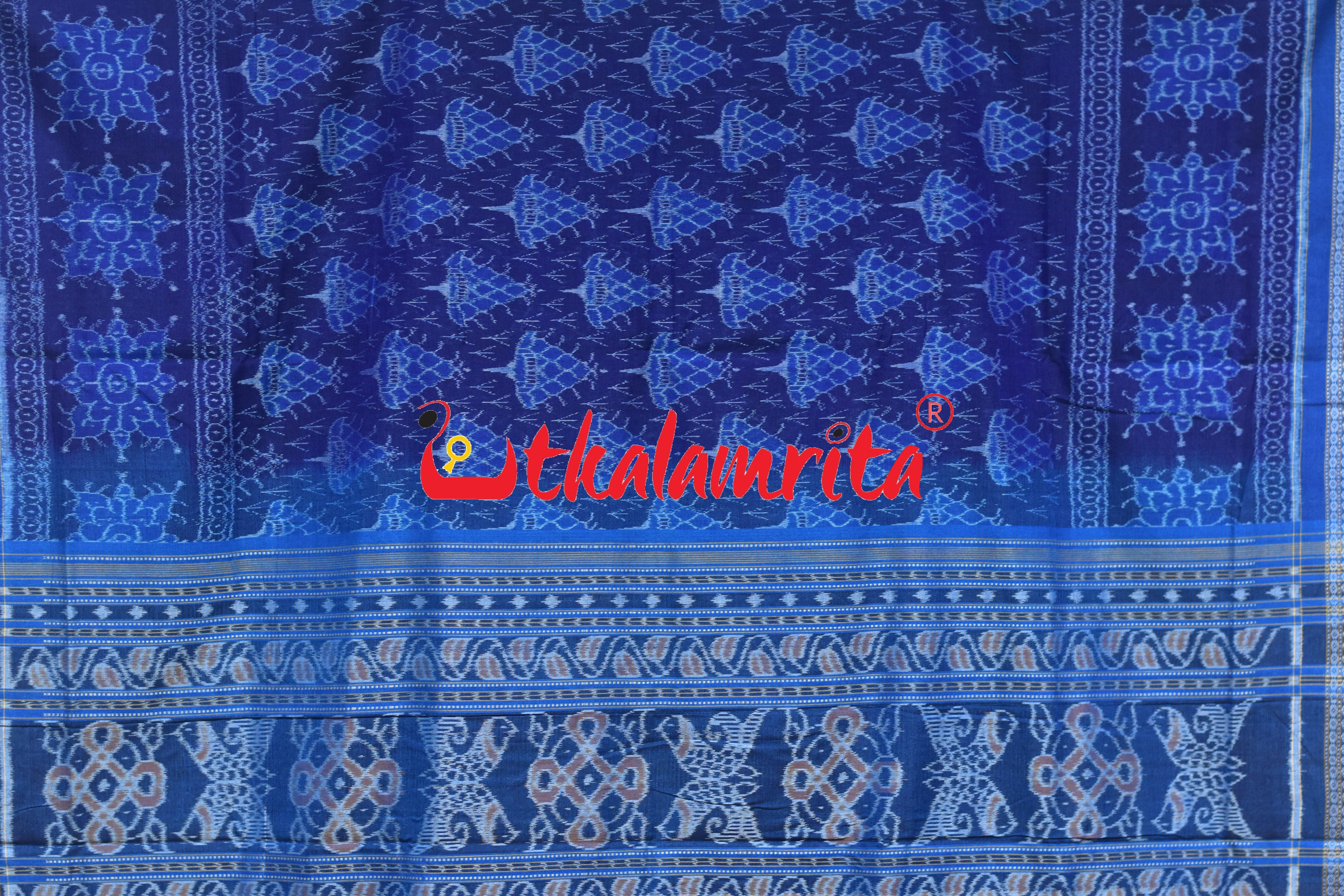 Blue Purple Double Mayura Sambalpuri Cotton Saree