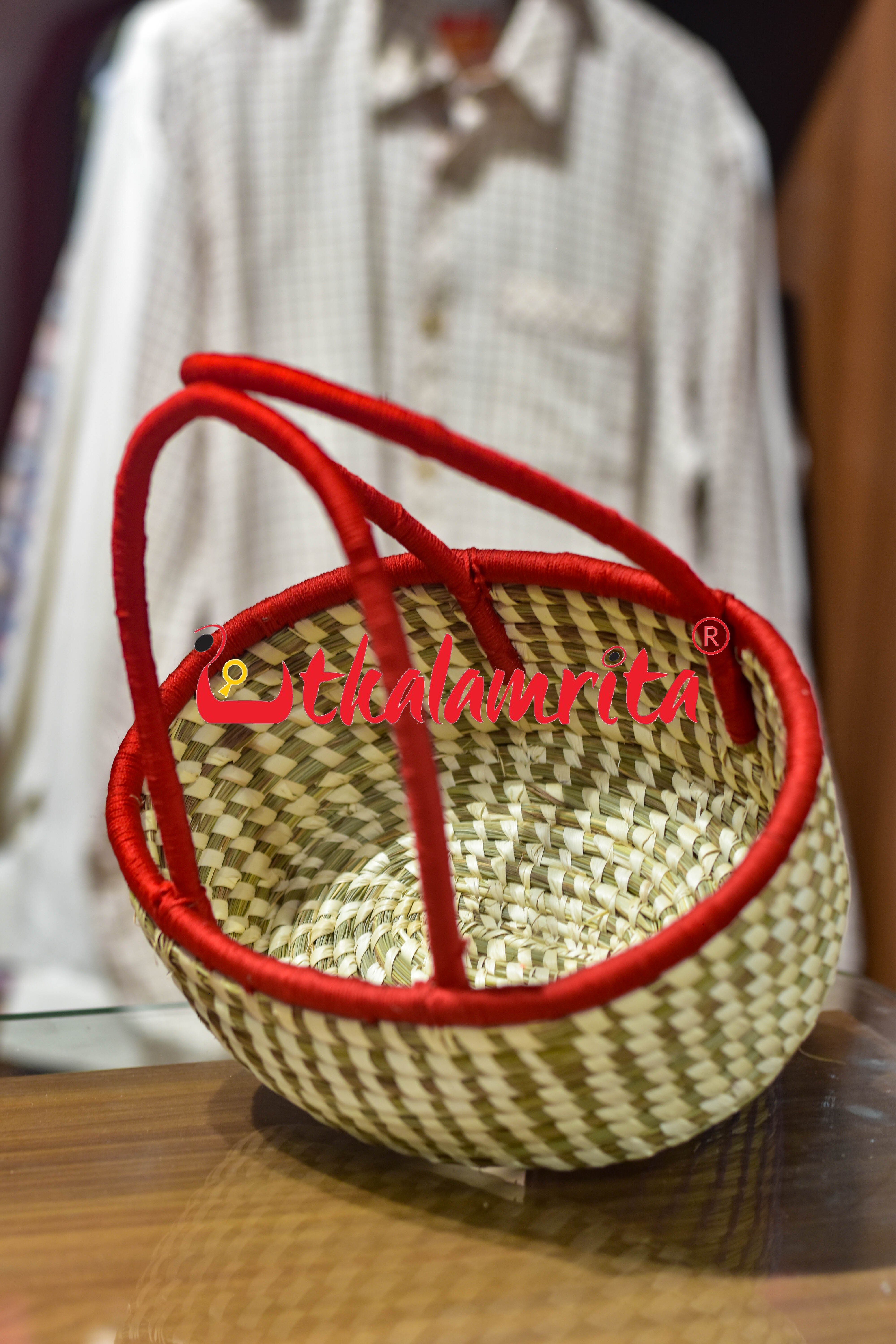 Sabai Grass Sparrow Basket- Red