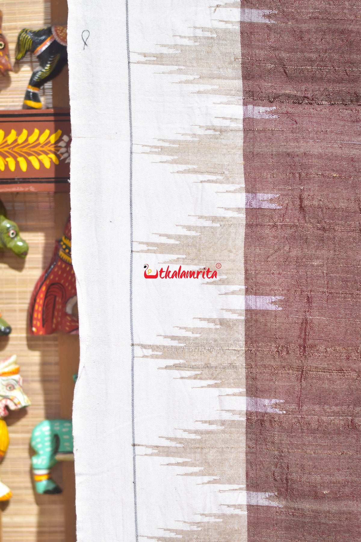 Old Rose Black White Border Tussar Kotpad Saree