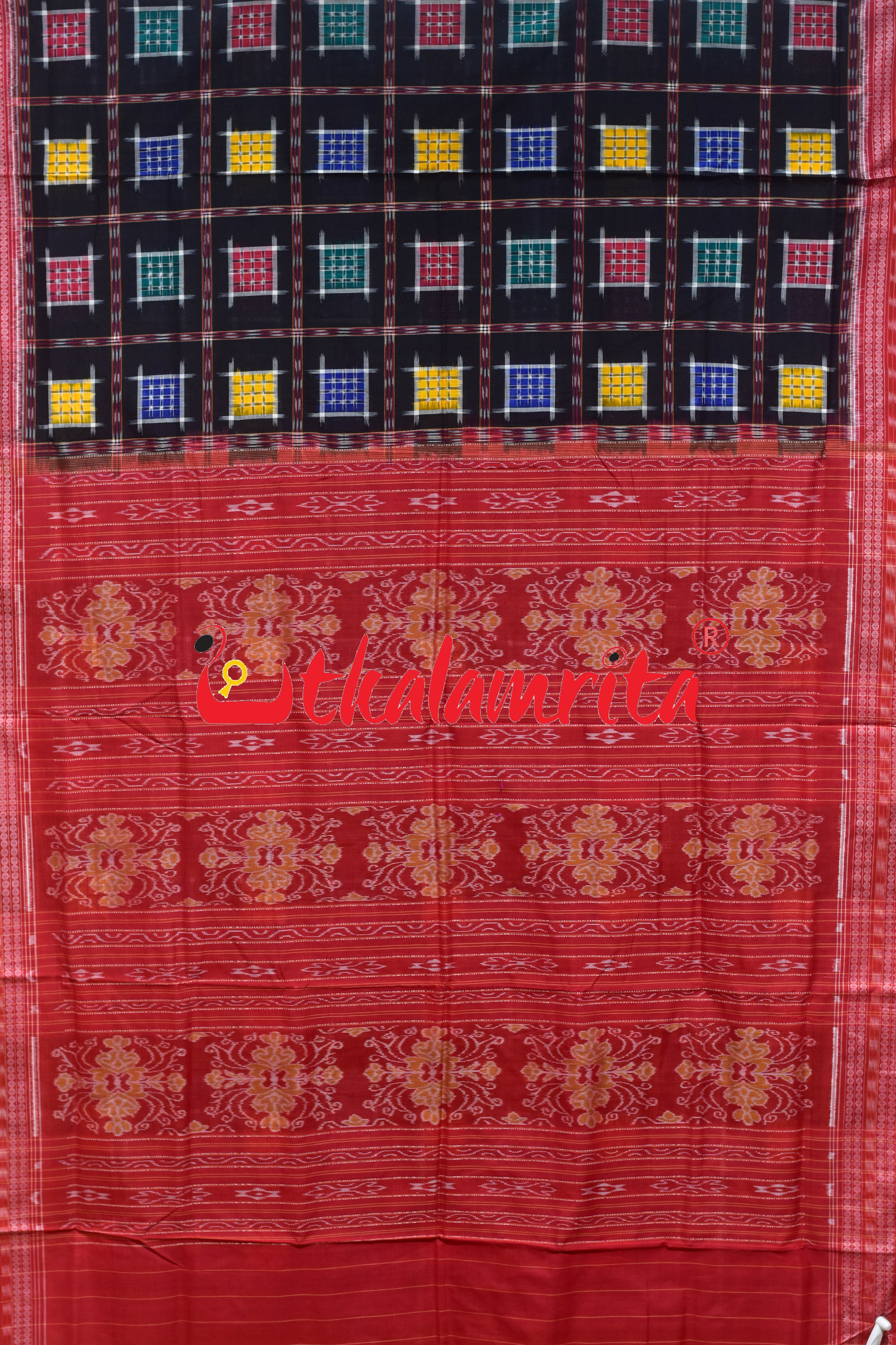 Black Mini Aswini Sambalpuri Cotton Saree