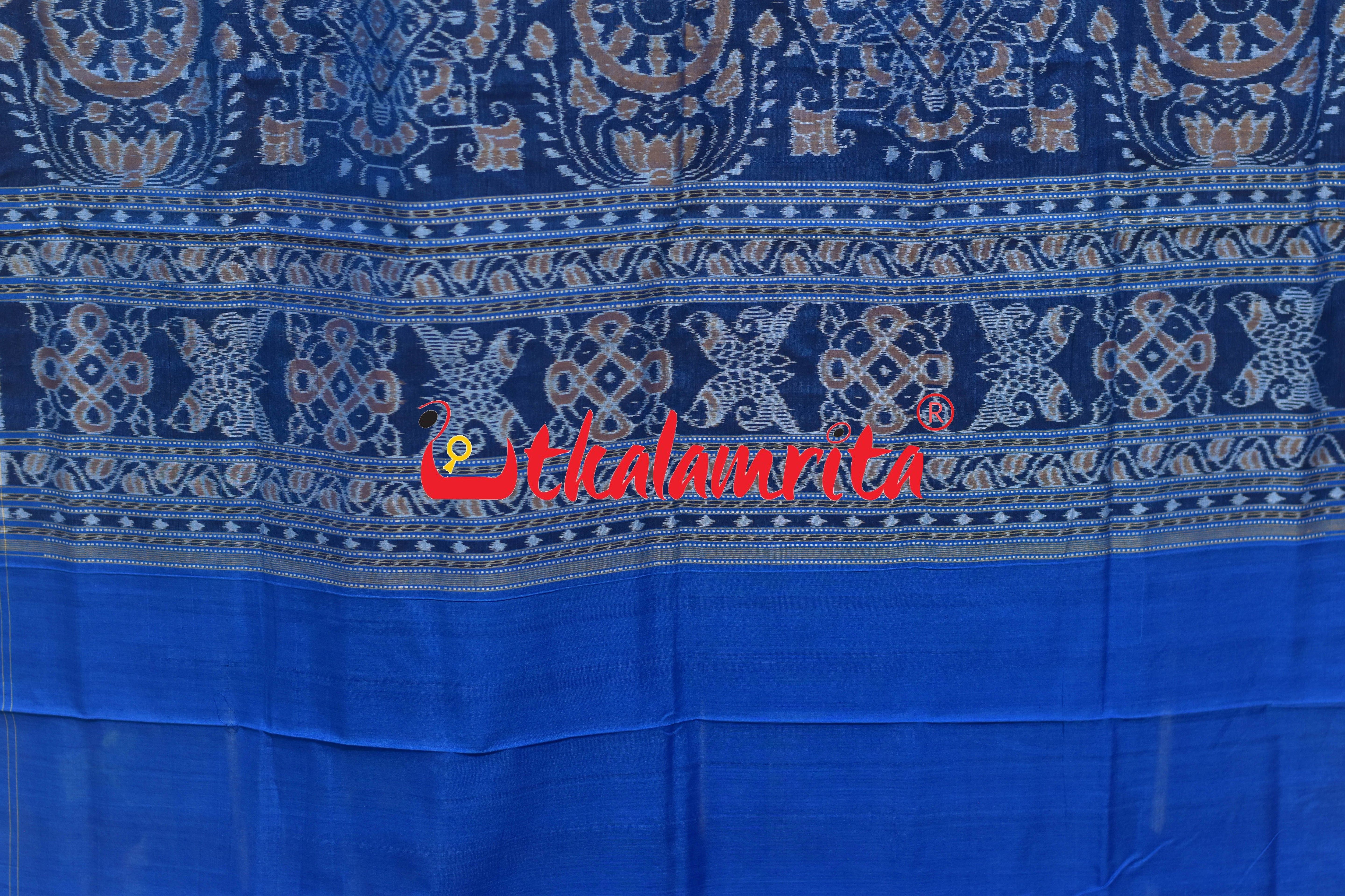Blue Purple Double Mayura Sambalpuri Cotton Saree