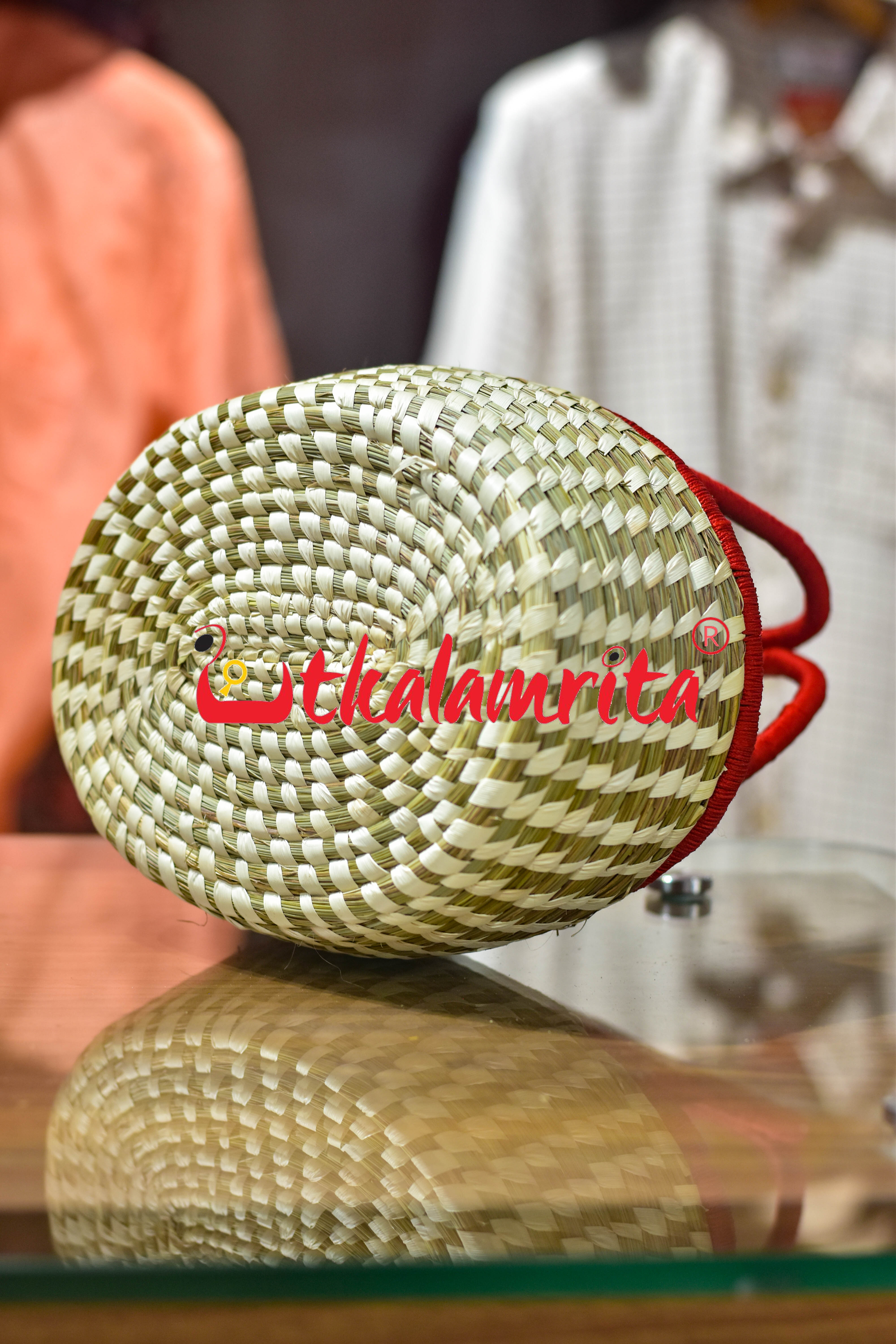 Sabai Grass Sparrow Basket- Red