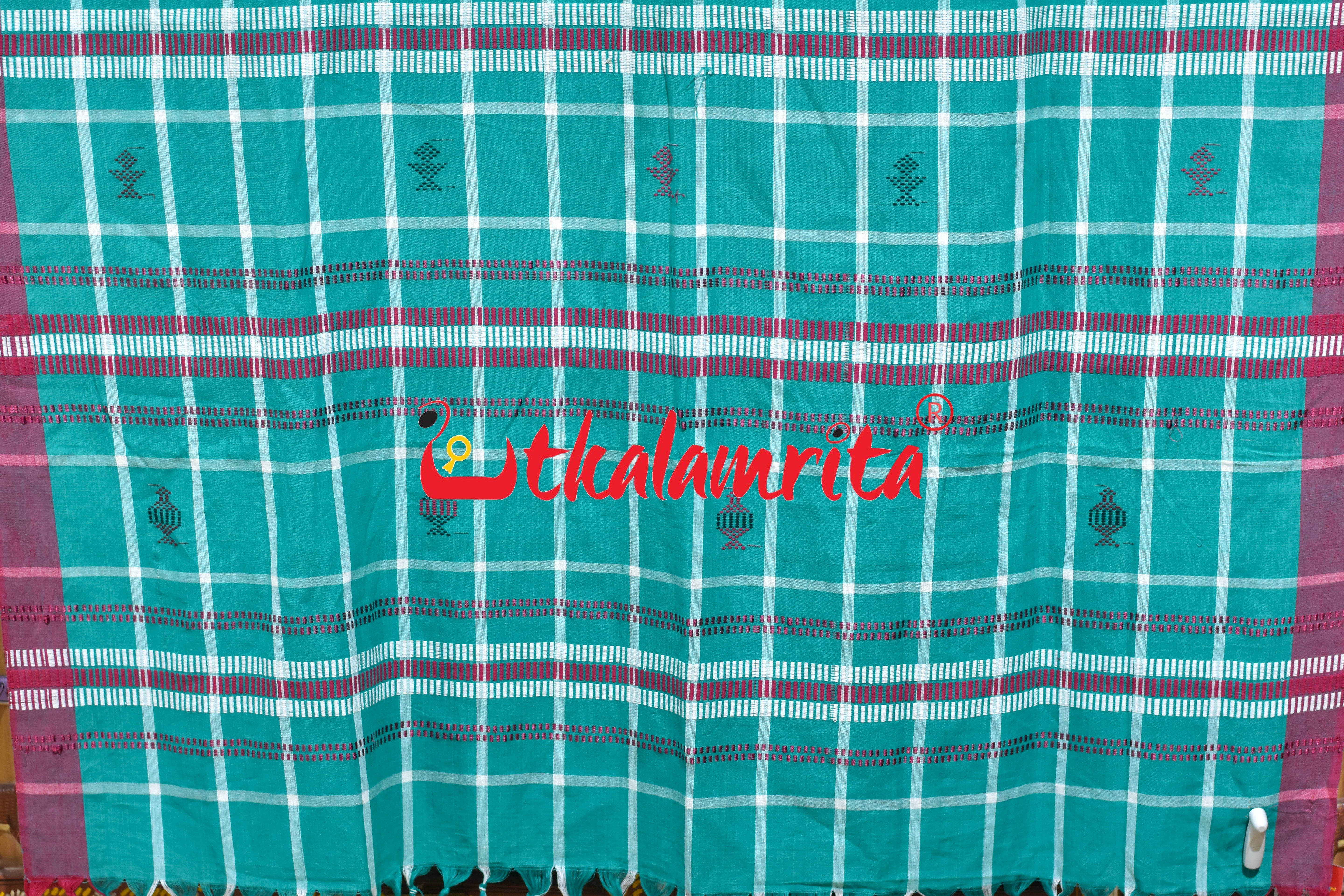 Green Santhal Mayurbhanj Phuta Saree