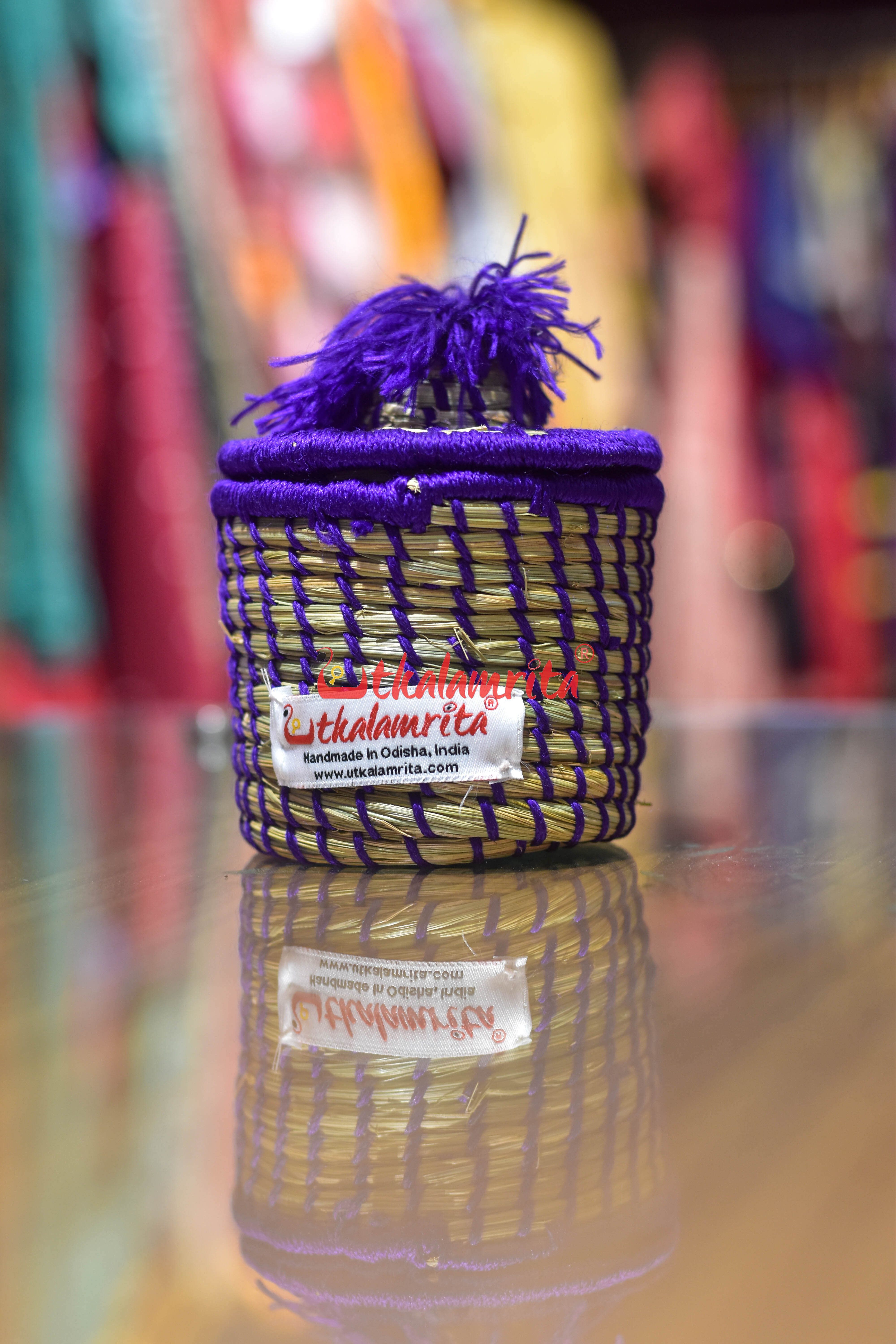 Sabai Grass Chuti Thread Jewellery Box Dark Purple