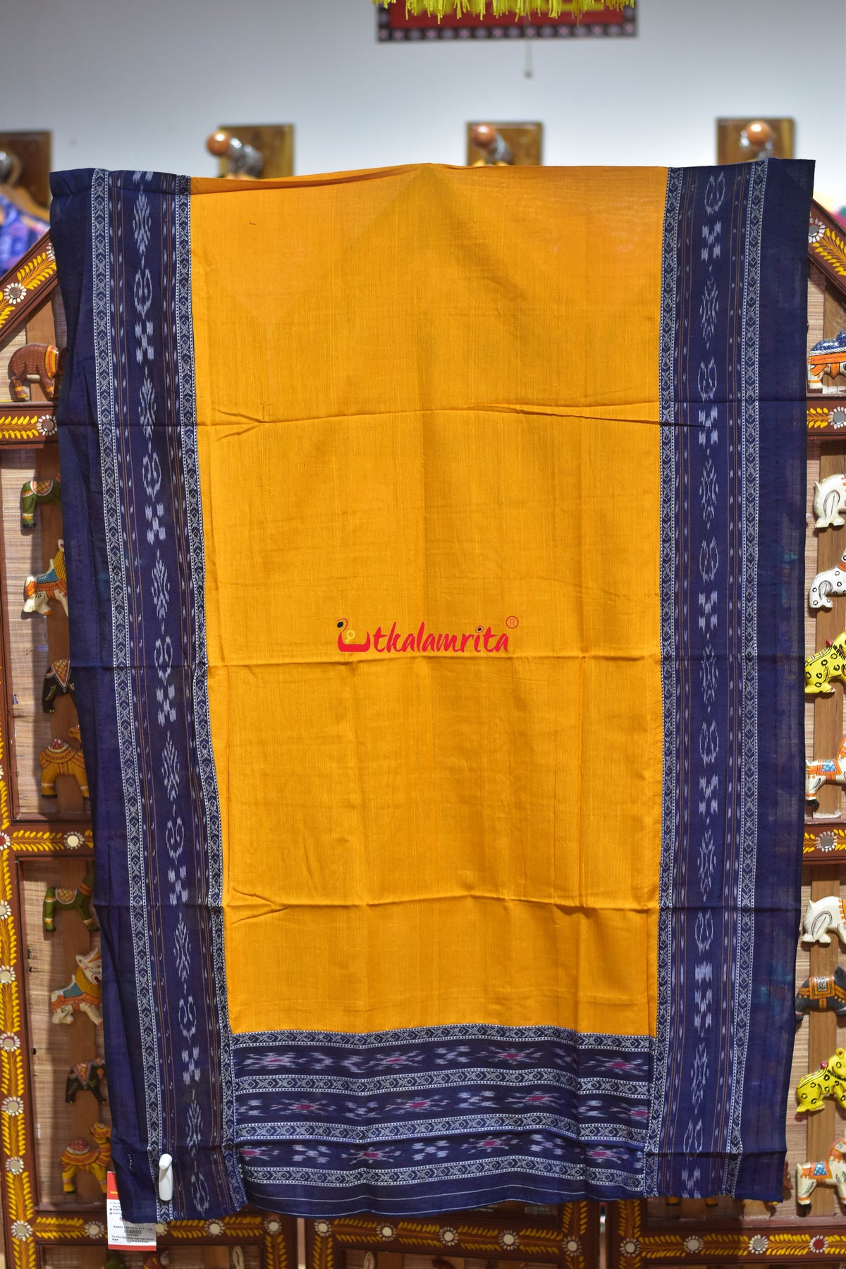 Blue Yellow Middle Sankha Chakra Design Dress Set