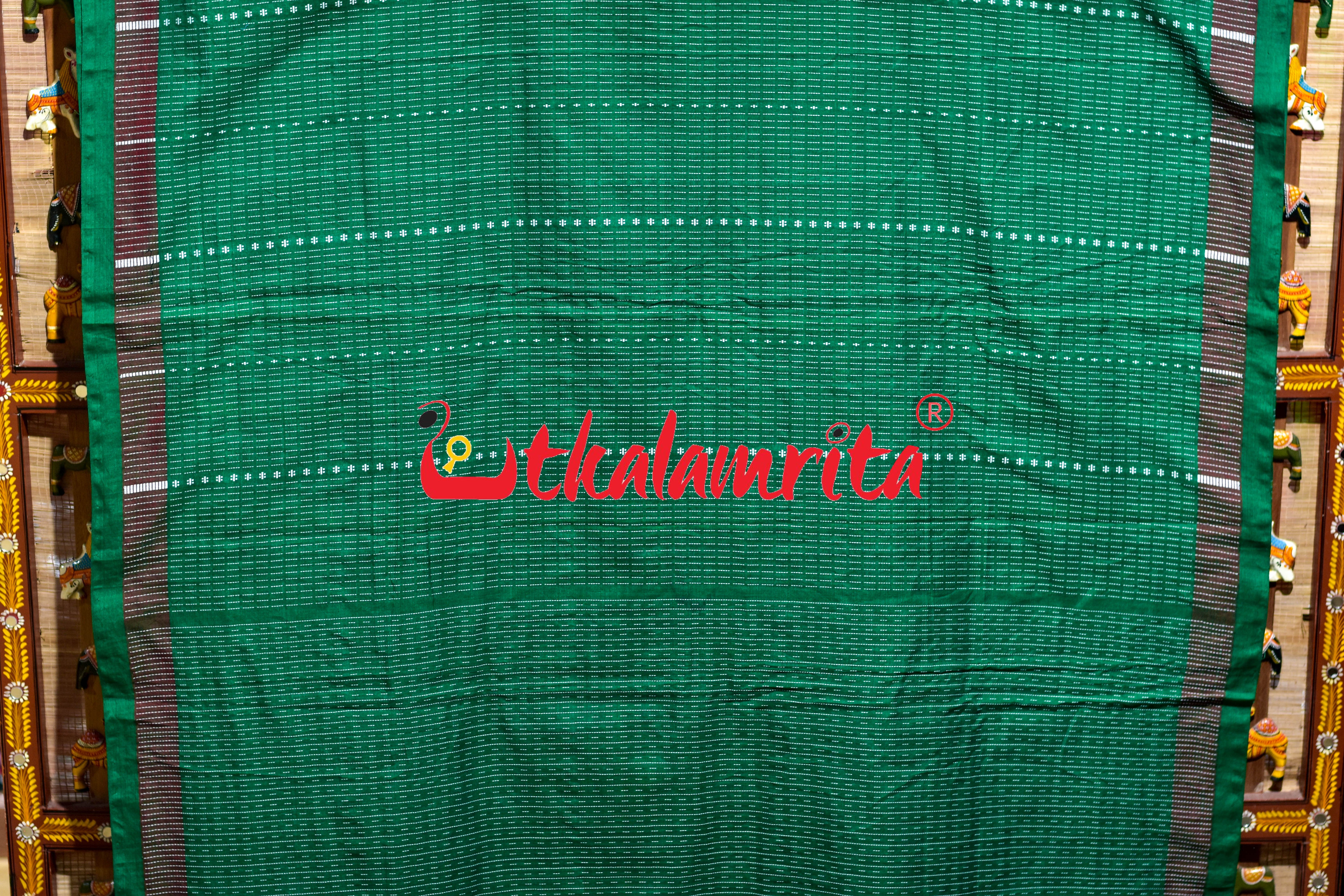 Green Hati Anchal Dhalapathar Cotton Saree