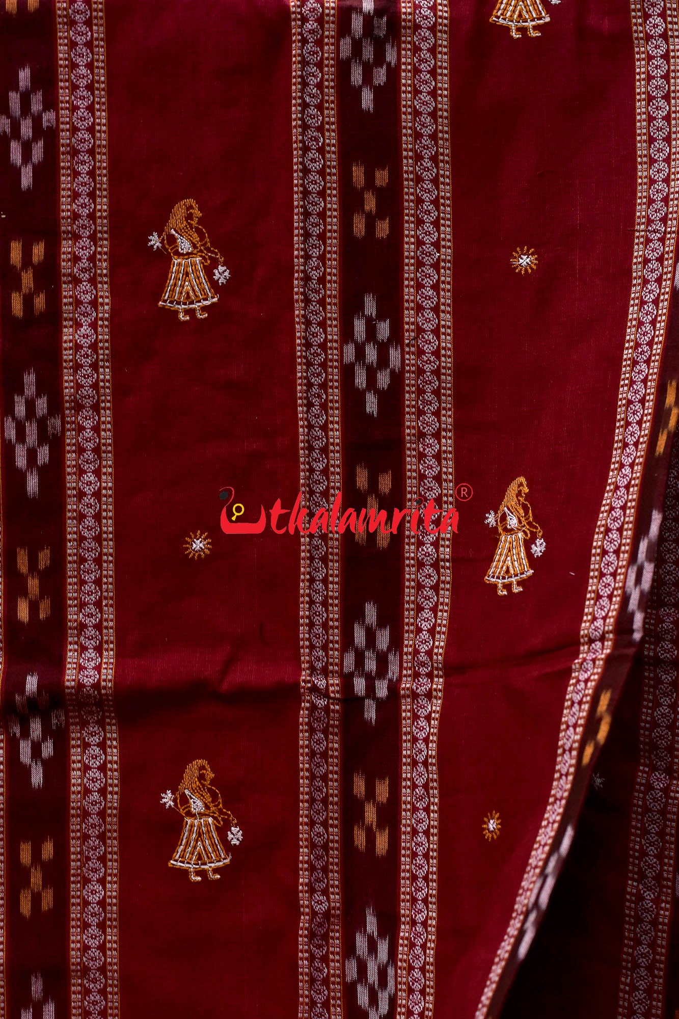 Maroon Yellow Doll Bomkai Dress Set