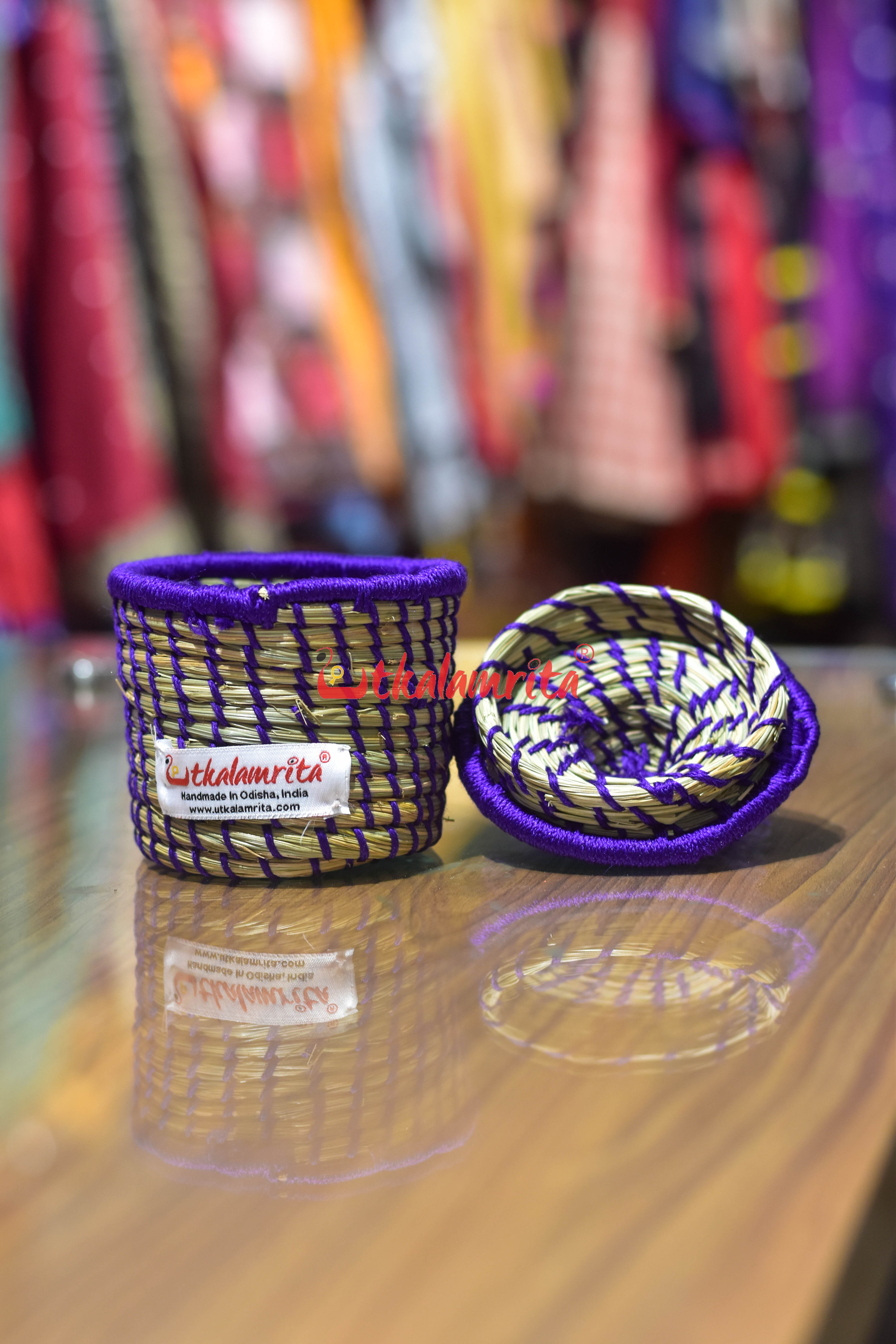 Sabai Grass Chuti Thread Jewellery Box Dark Purple