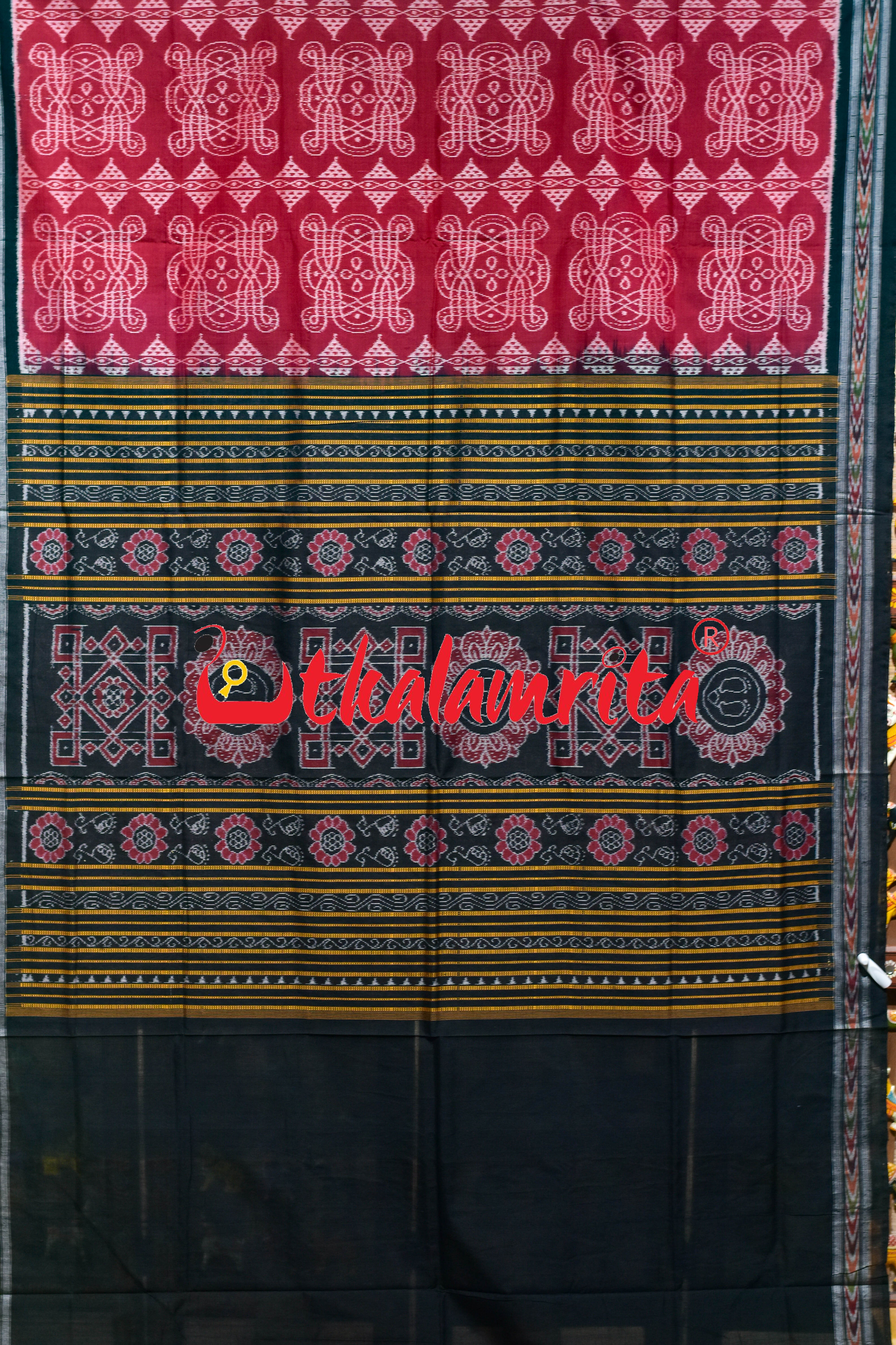 Red Black Sree Jantra Sambalpuri Cotton Saree