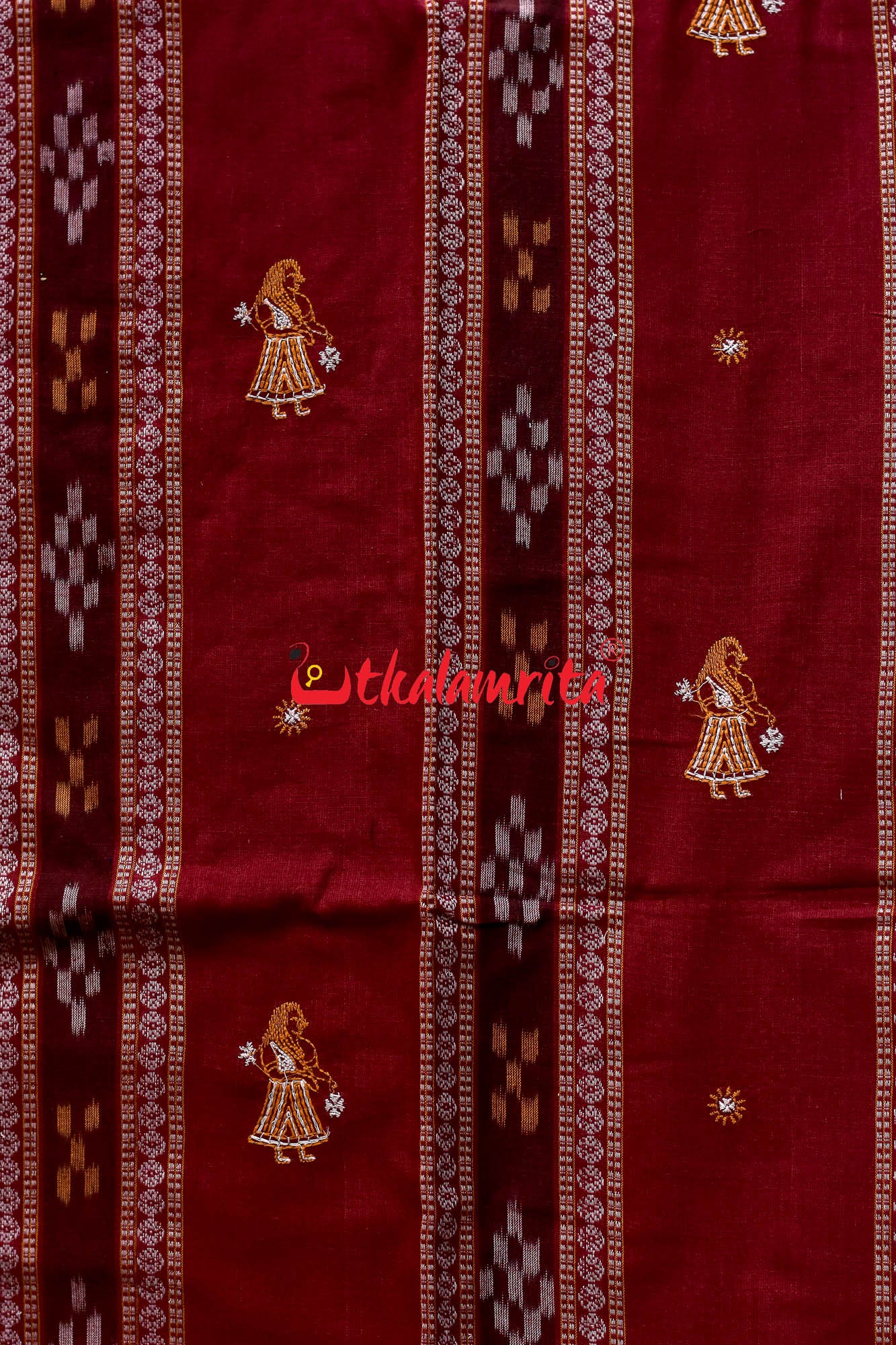 Maroon Yellow Doll Bomkai Dress Set