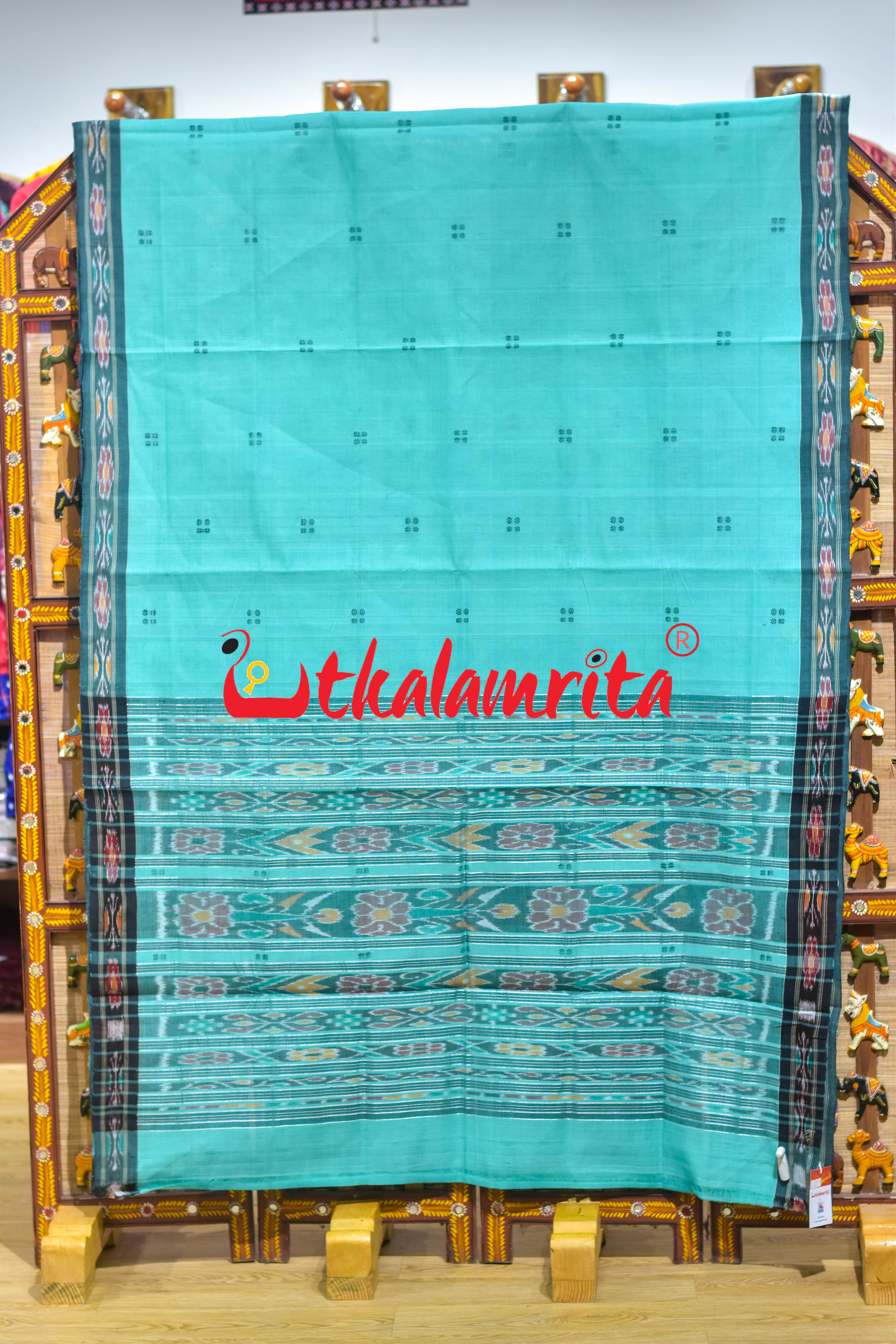 Sea Green Pittala Single Cotton Saree