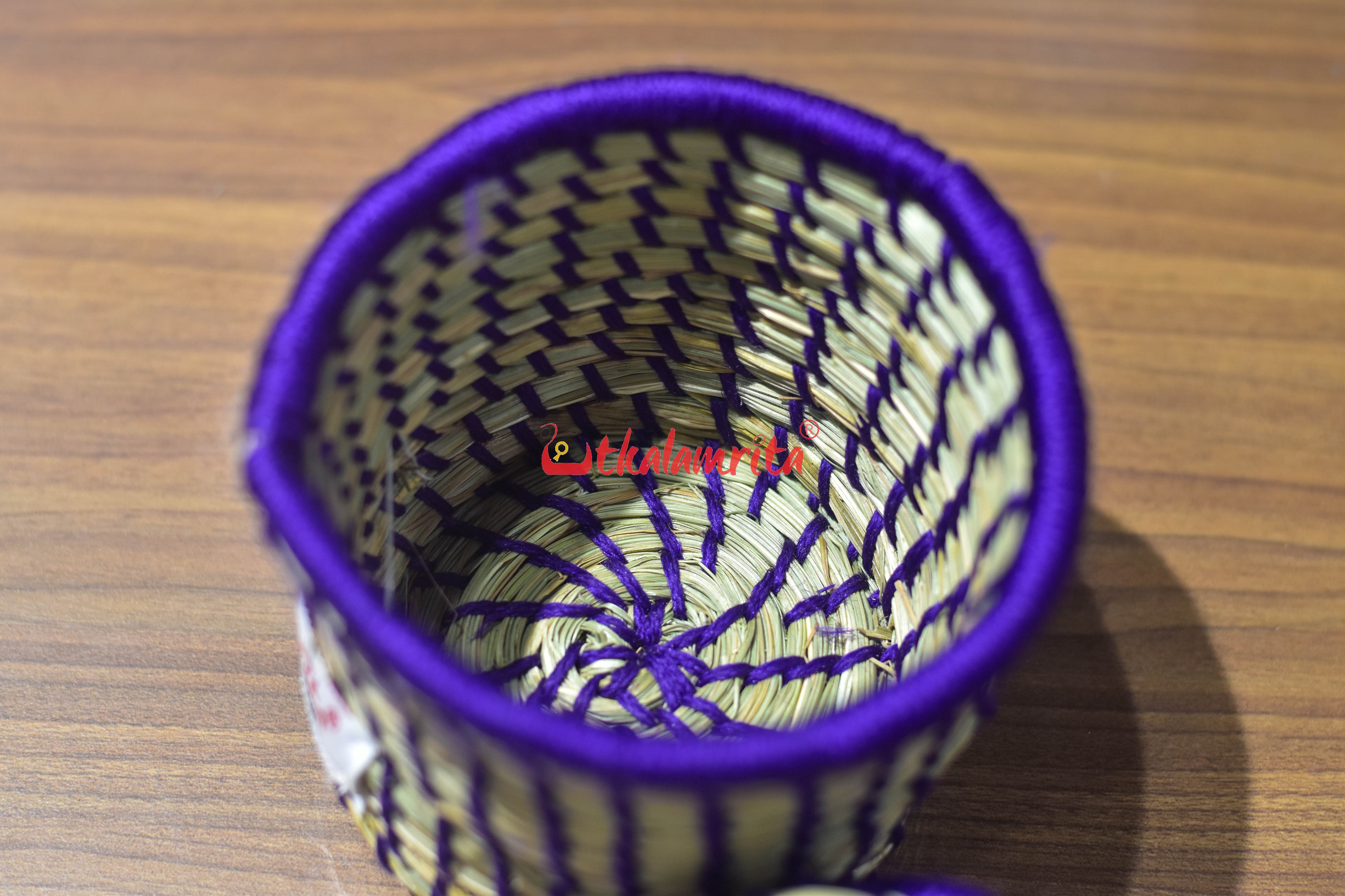Sabai Grass Chuti Thread Jewellery Box Dark Purple