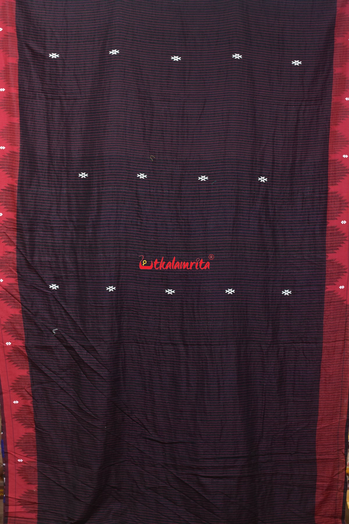 Black Red Stripes Blue Anchal Tussar Kotpad Saree