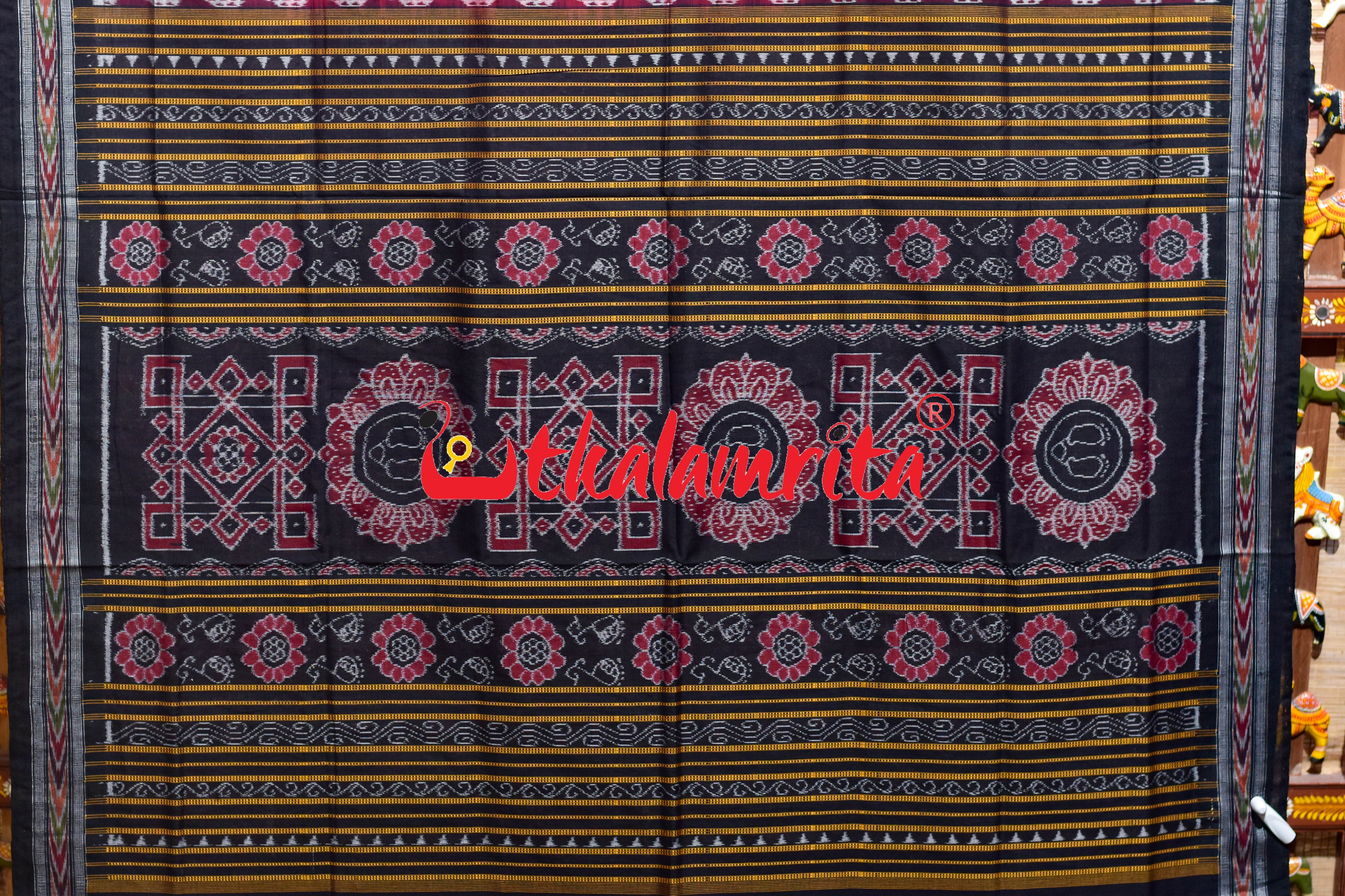 Red Black Sree Jantra Sambalpuri Cotton Saree