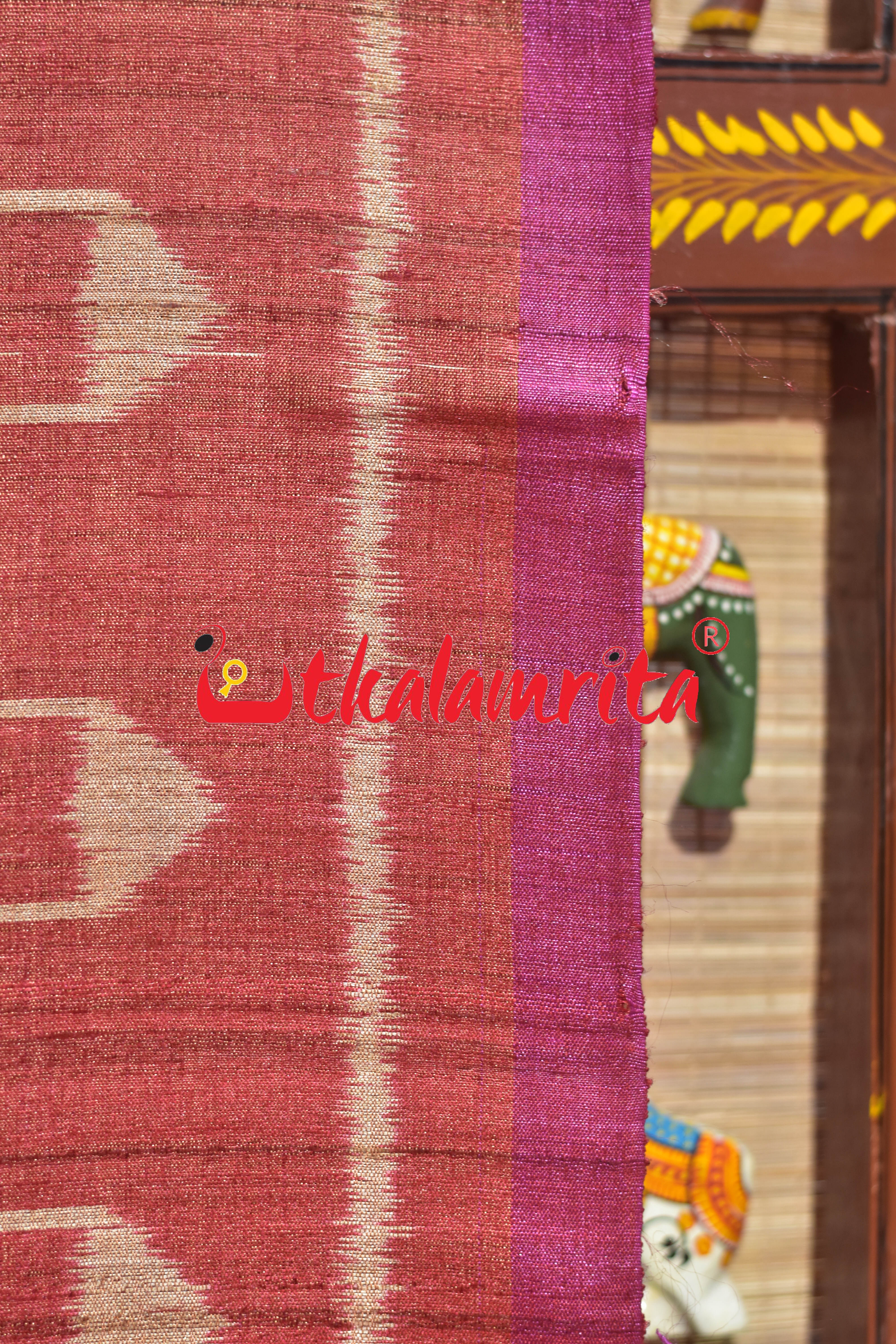 Red Tribal Huts Phoda Anchal Gopalpur Tussar Saree