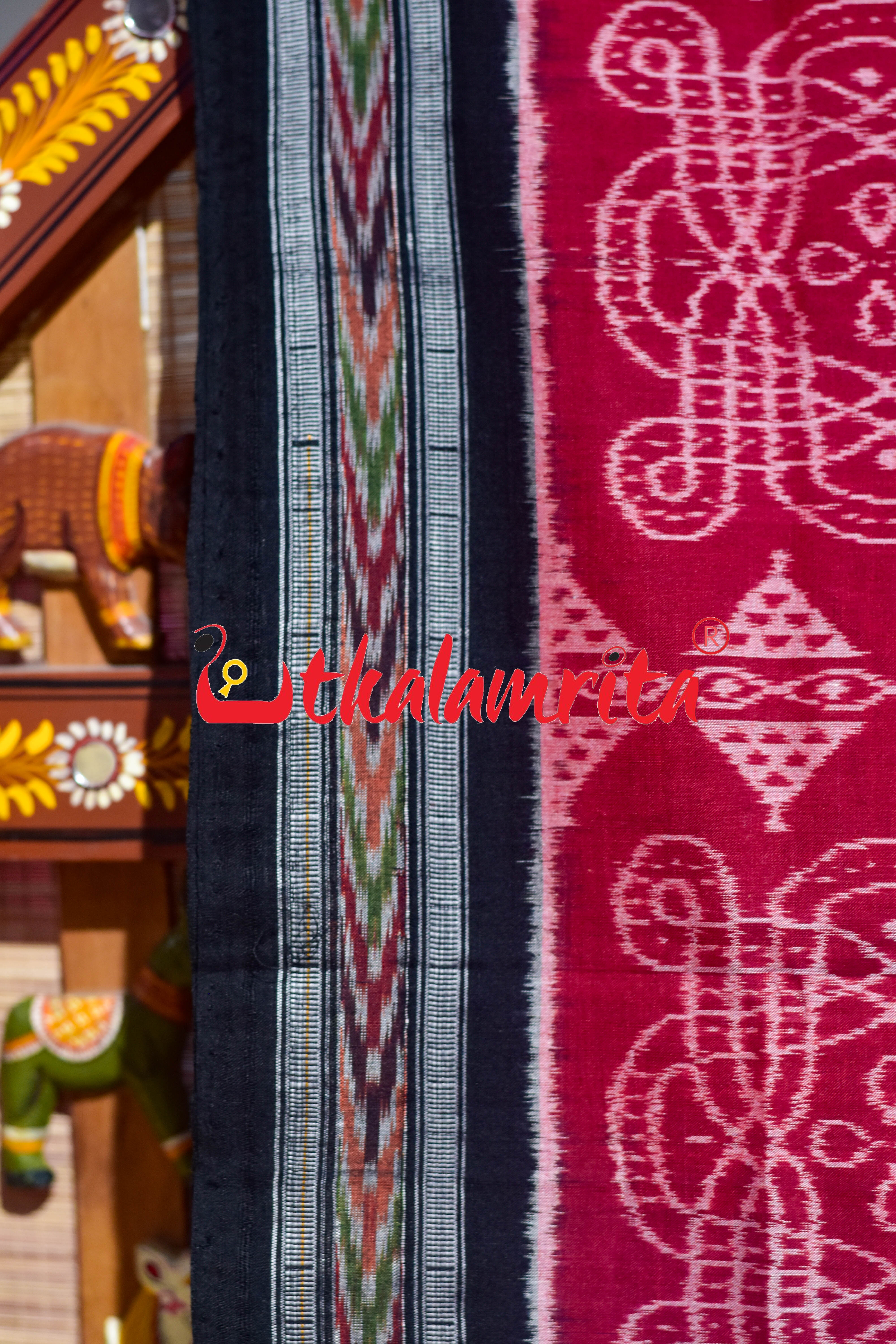 Red Black Sree Jantra Sambalpuri Cotton Saree