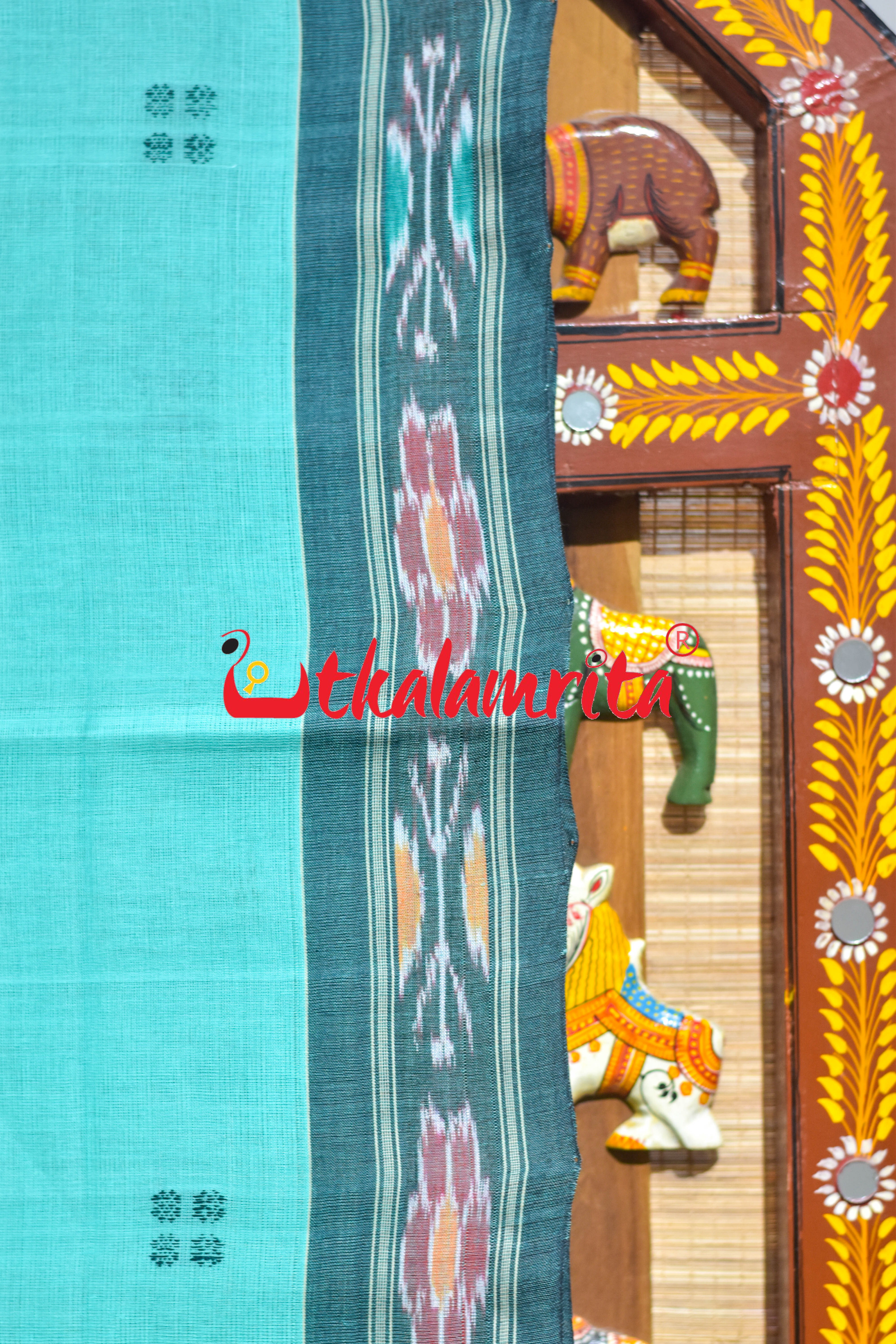 Sea Green Pittala Single Cotton Saree