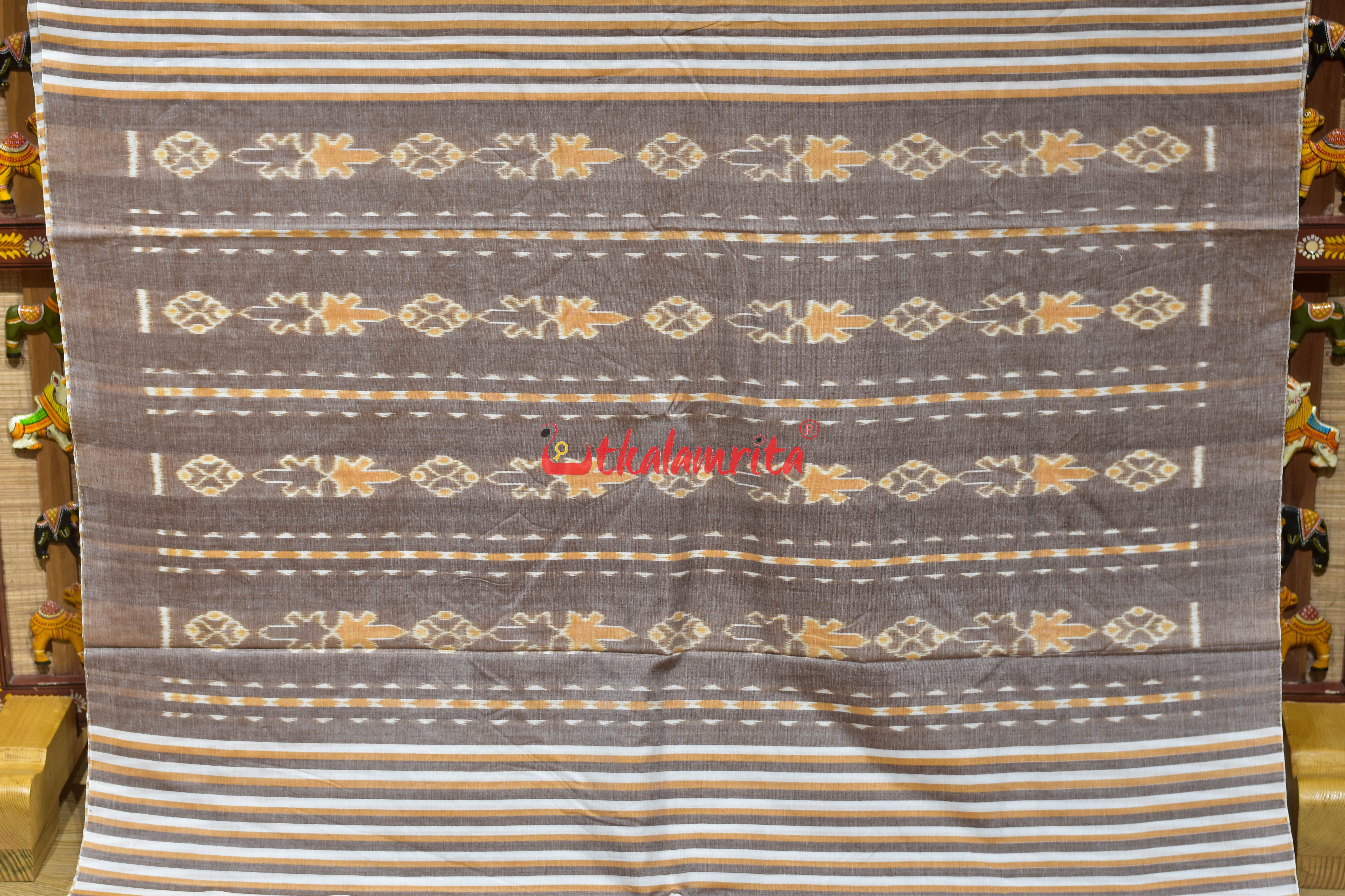 Cream Mandala Art Khandua Cotton Saree