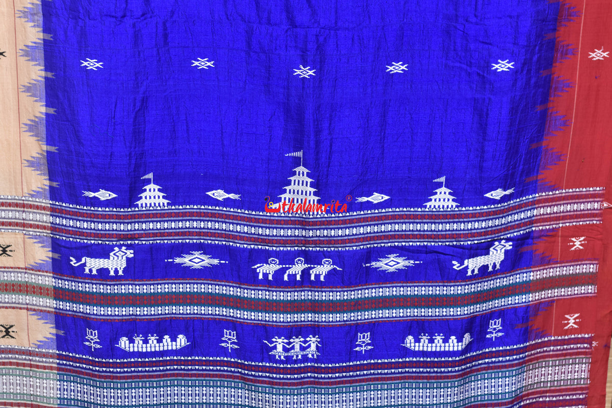 Indigo Ganga Jamuna Tussar Kotpad Saree