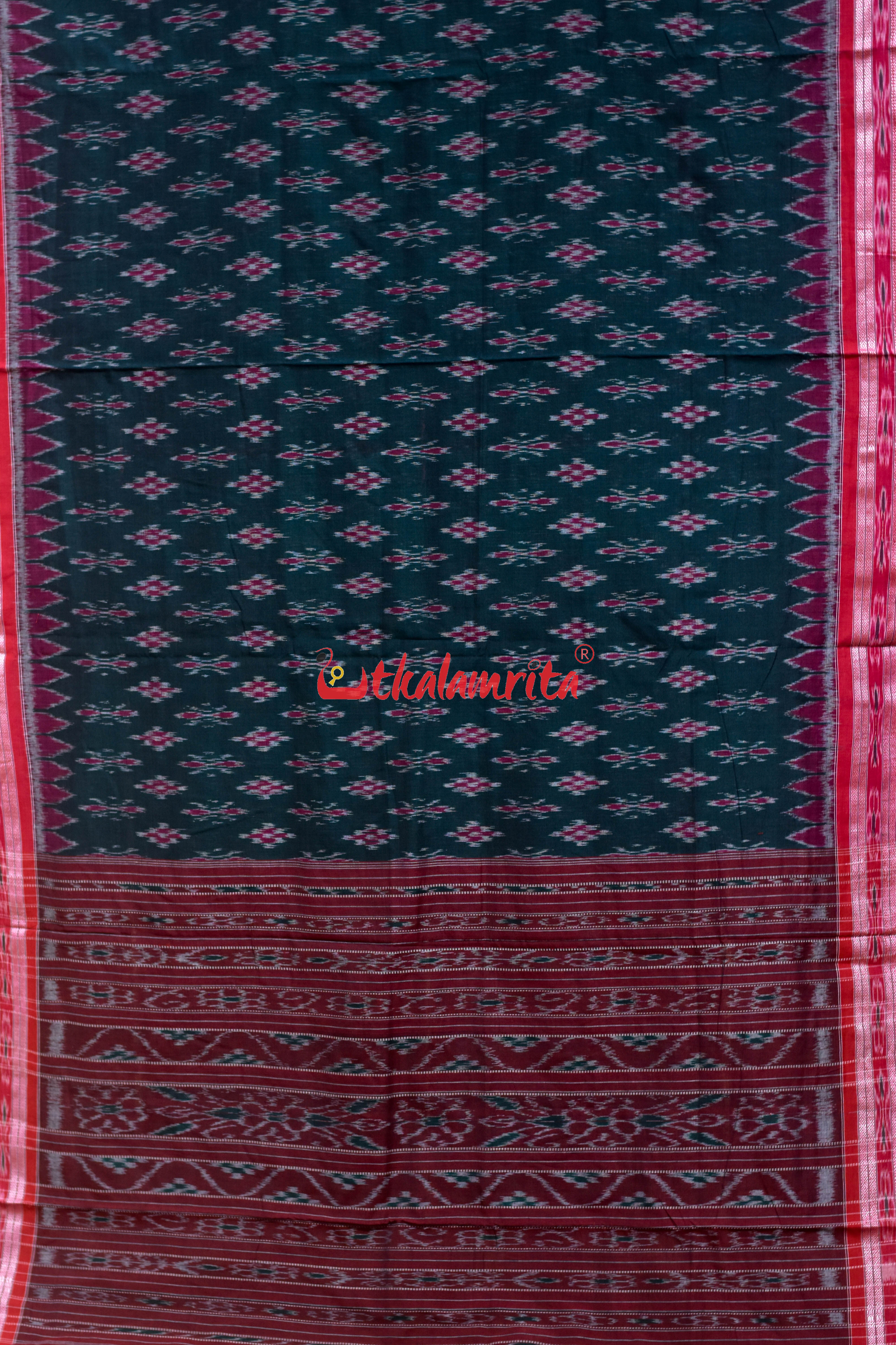 Bottle Green Damru Pasapali Khandua Cotton Saree