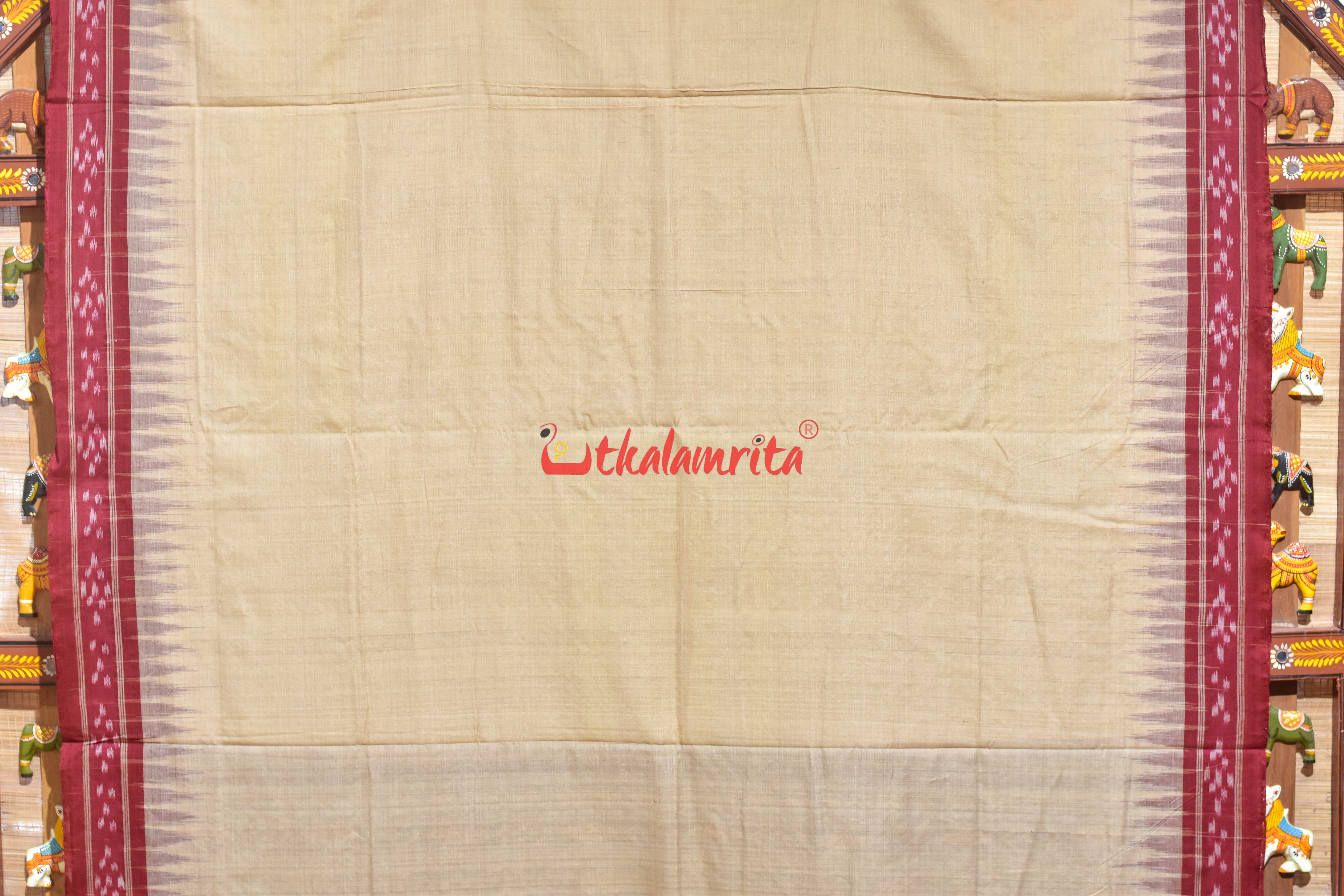 Ghee Maroon Pasapali Border Khandua Cotton Saree
