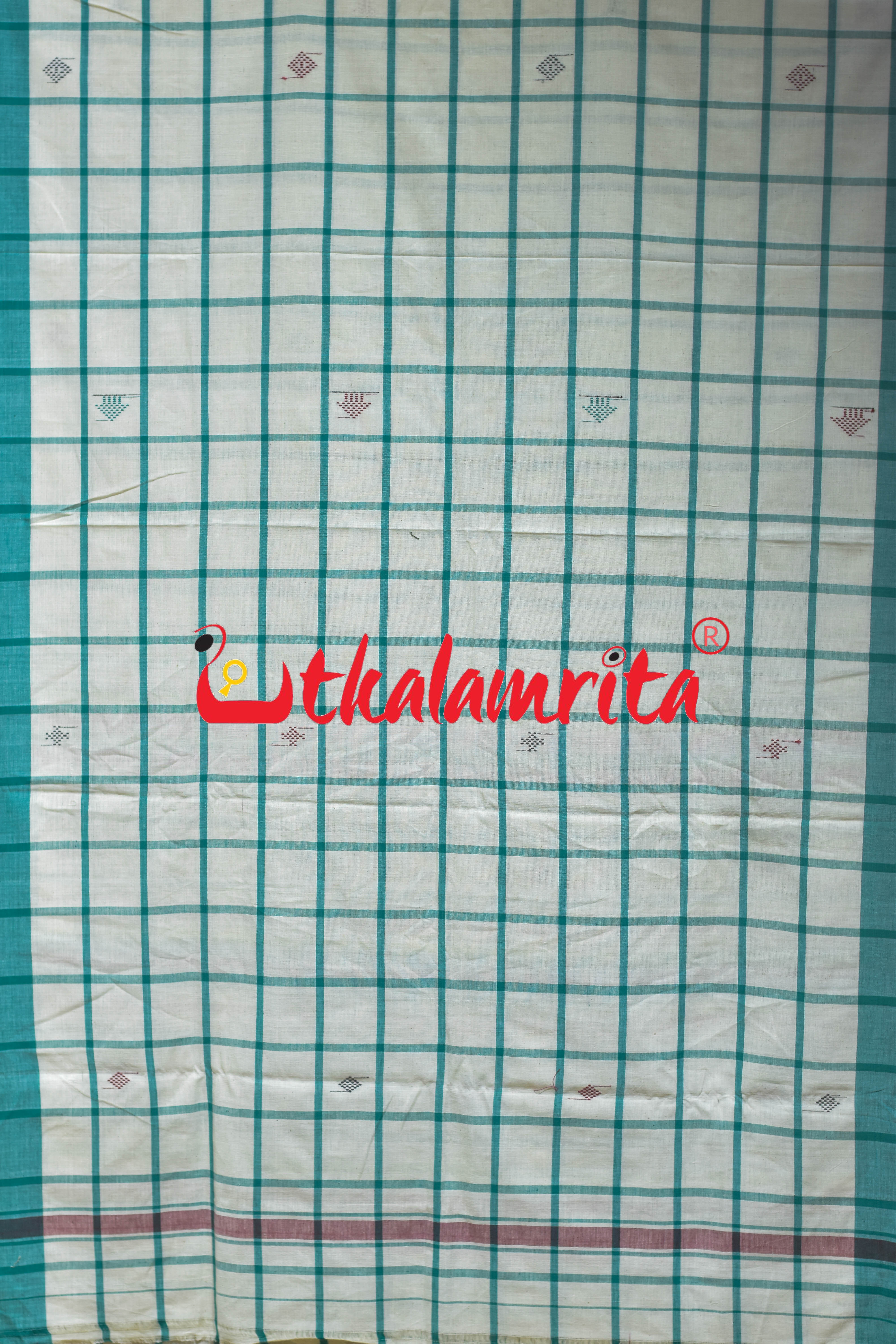 White Green Santhal Saree