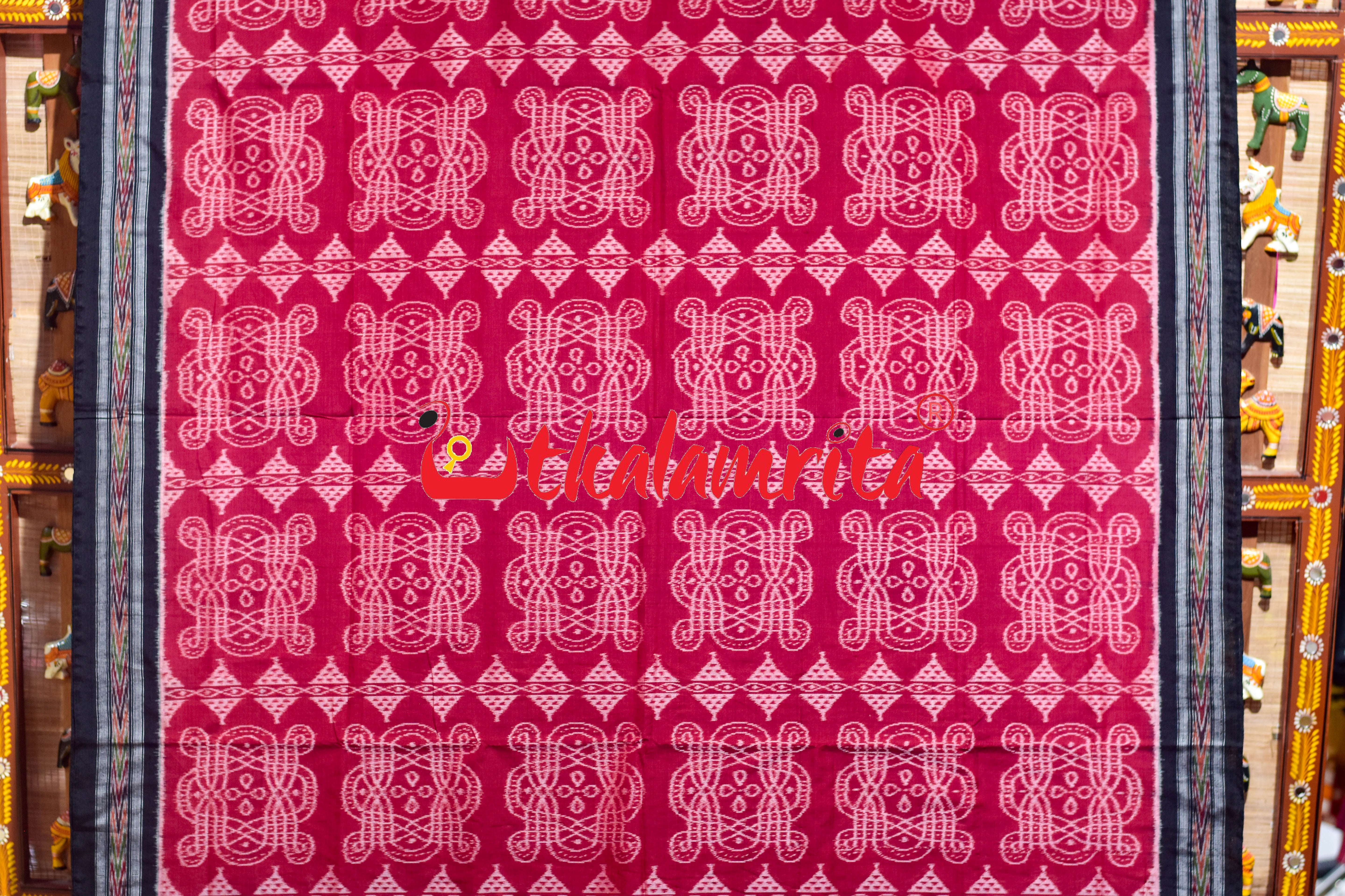 Red Black Sree Jantra Sambalpuri Cotton Saree
