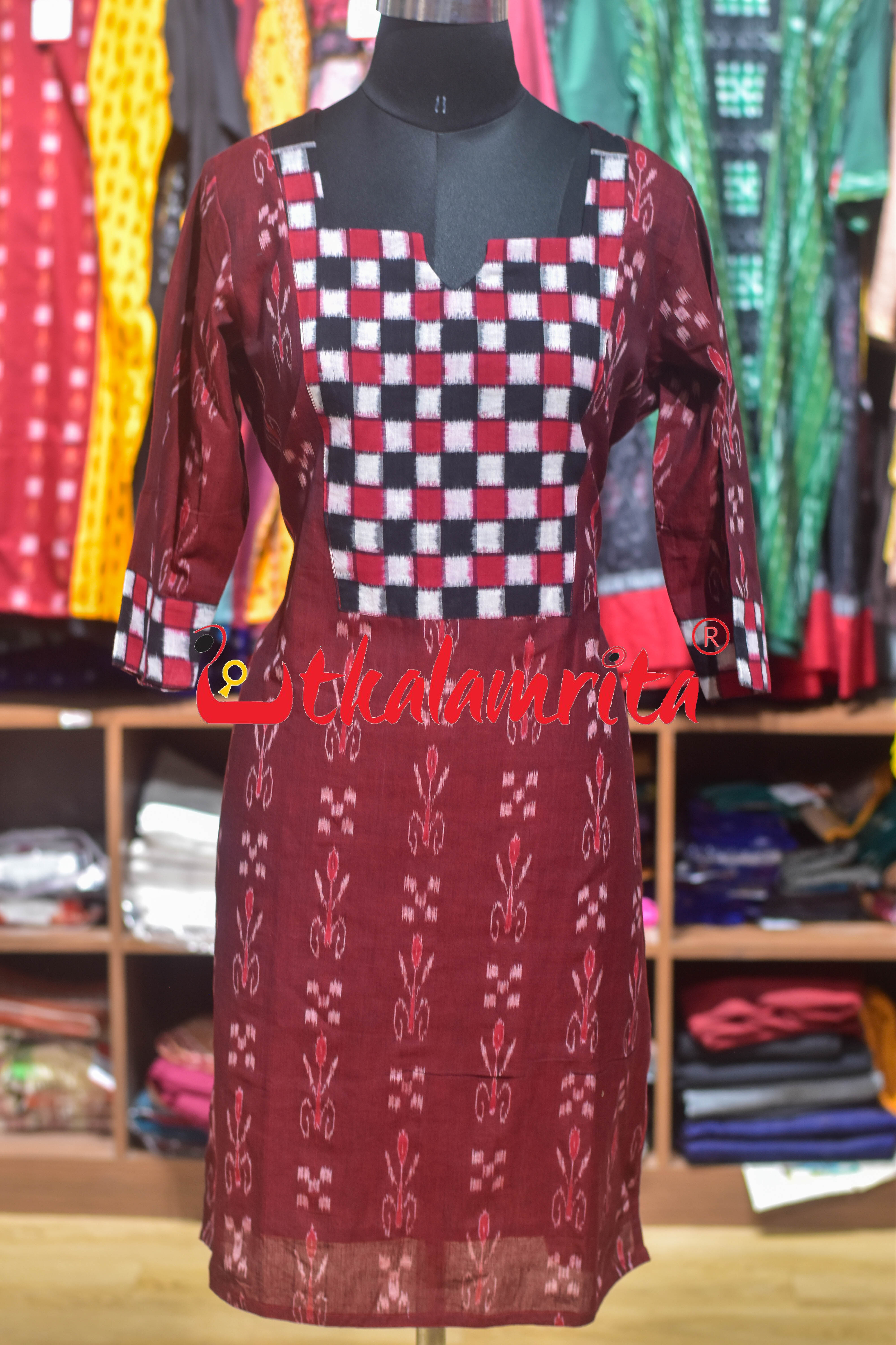 Maroon Kadha Total Pasapli (Ladies Kurta)