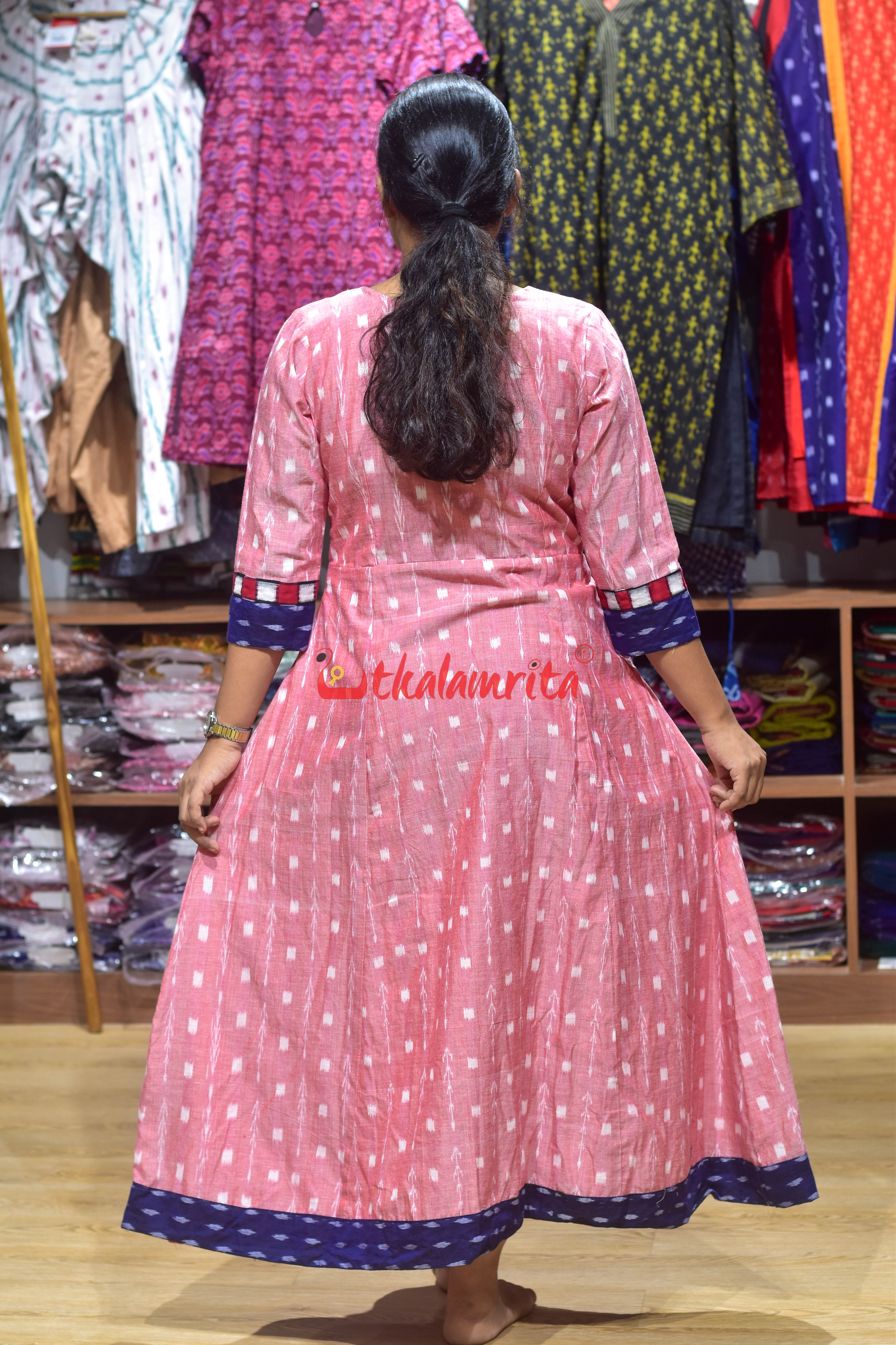 Peach Lata Dots Middlle Designer (Anarkali)