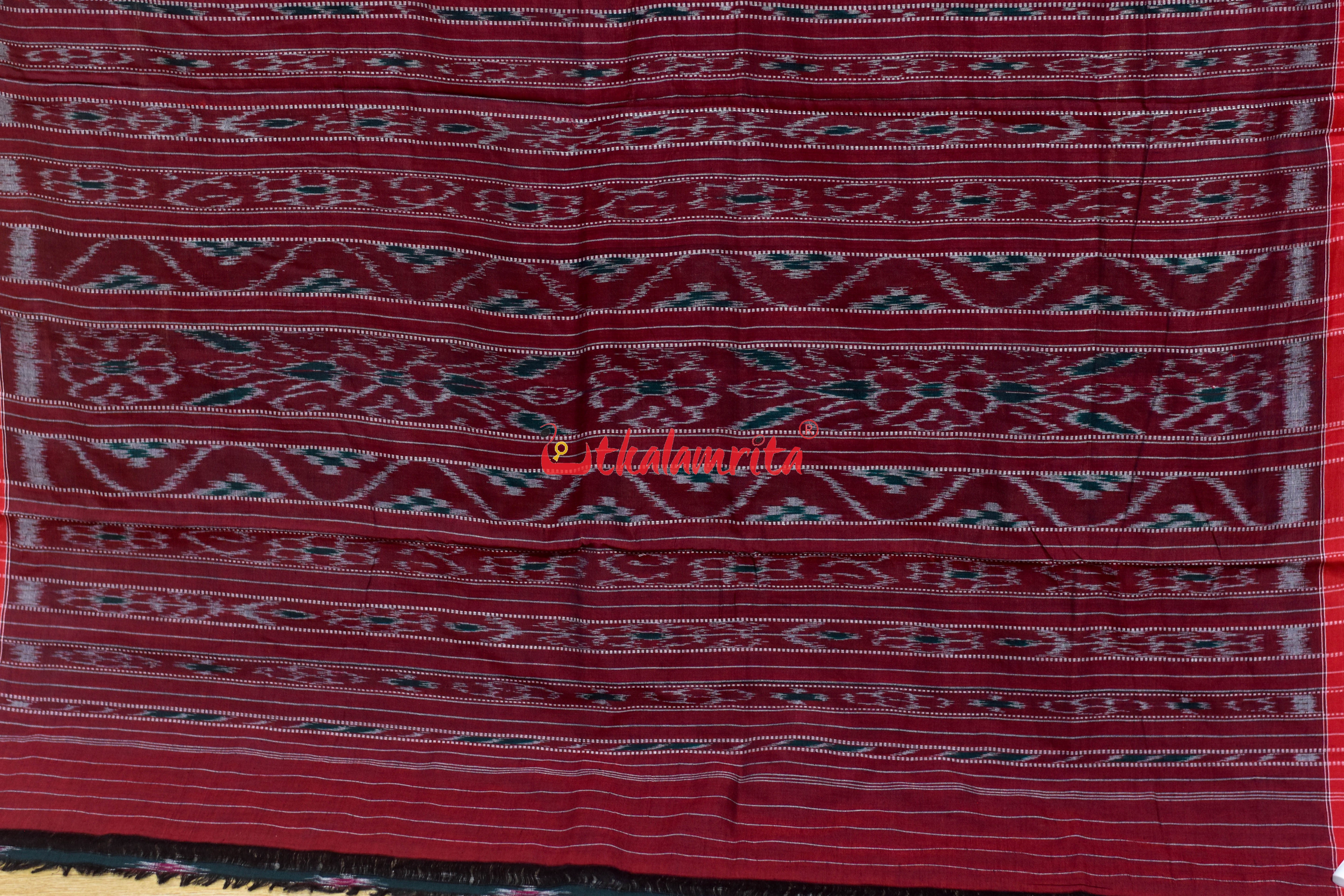 Bottle Green Damru Pasapali Khandua Cotton Saree