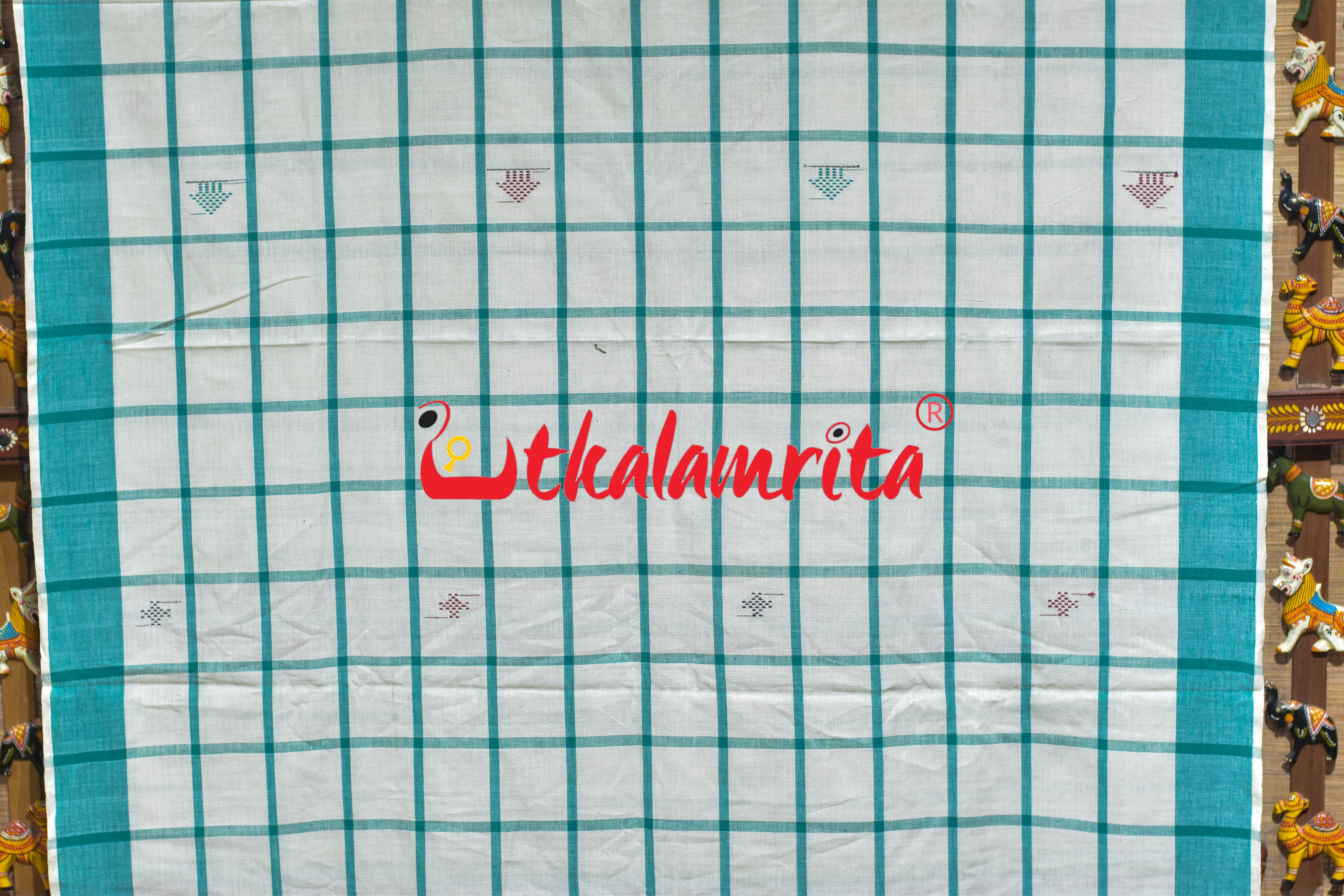 White Green Santhal Saree