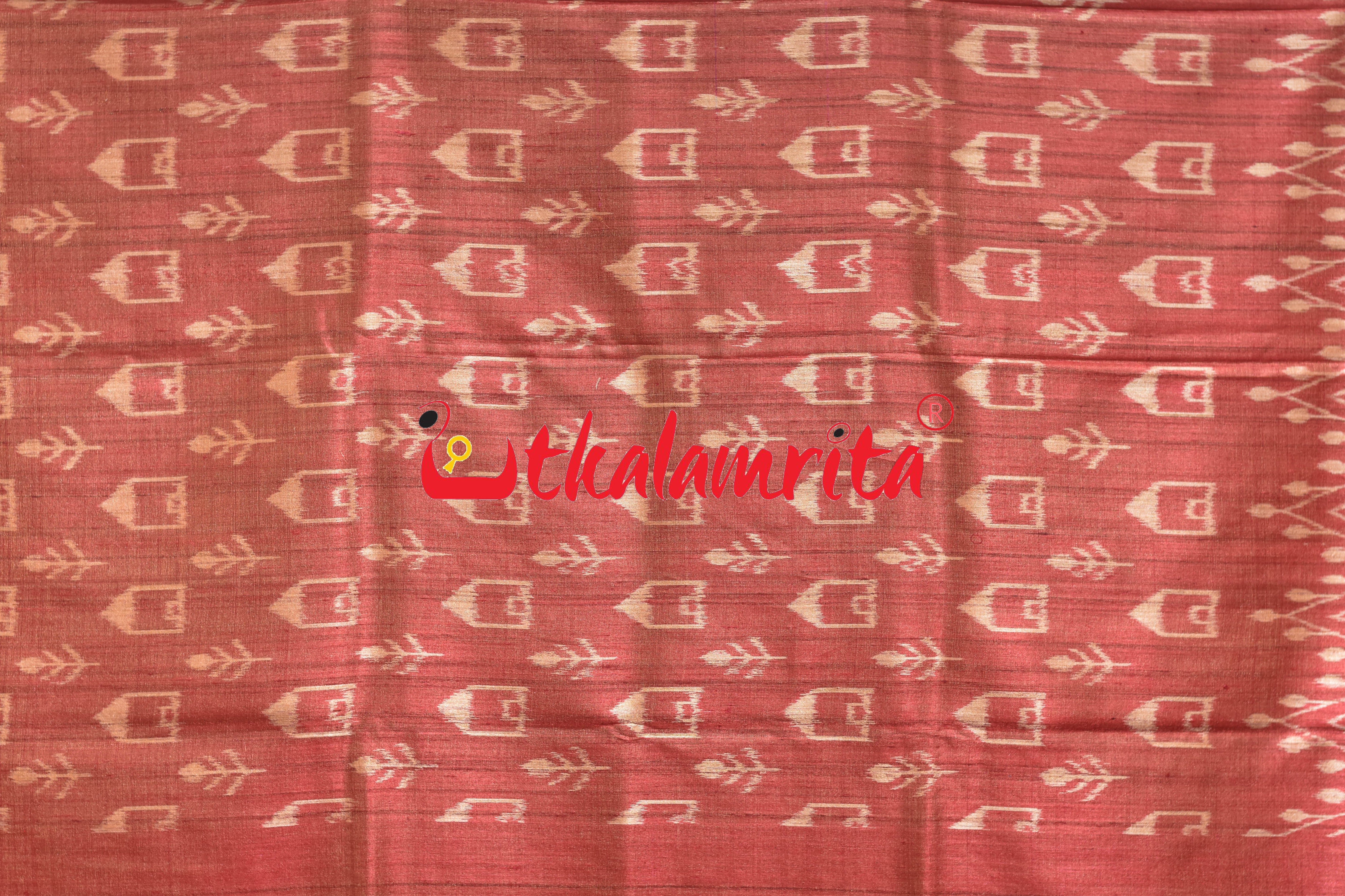 Red Tribal Huts Phoda Anchal Gopalpur Tussar Saree