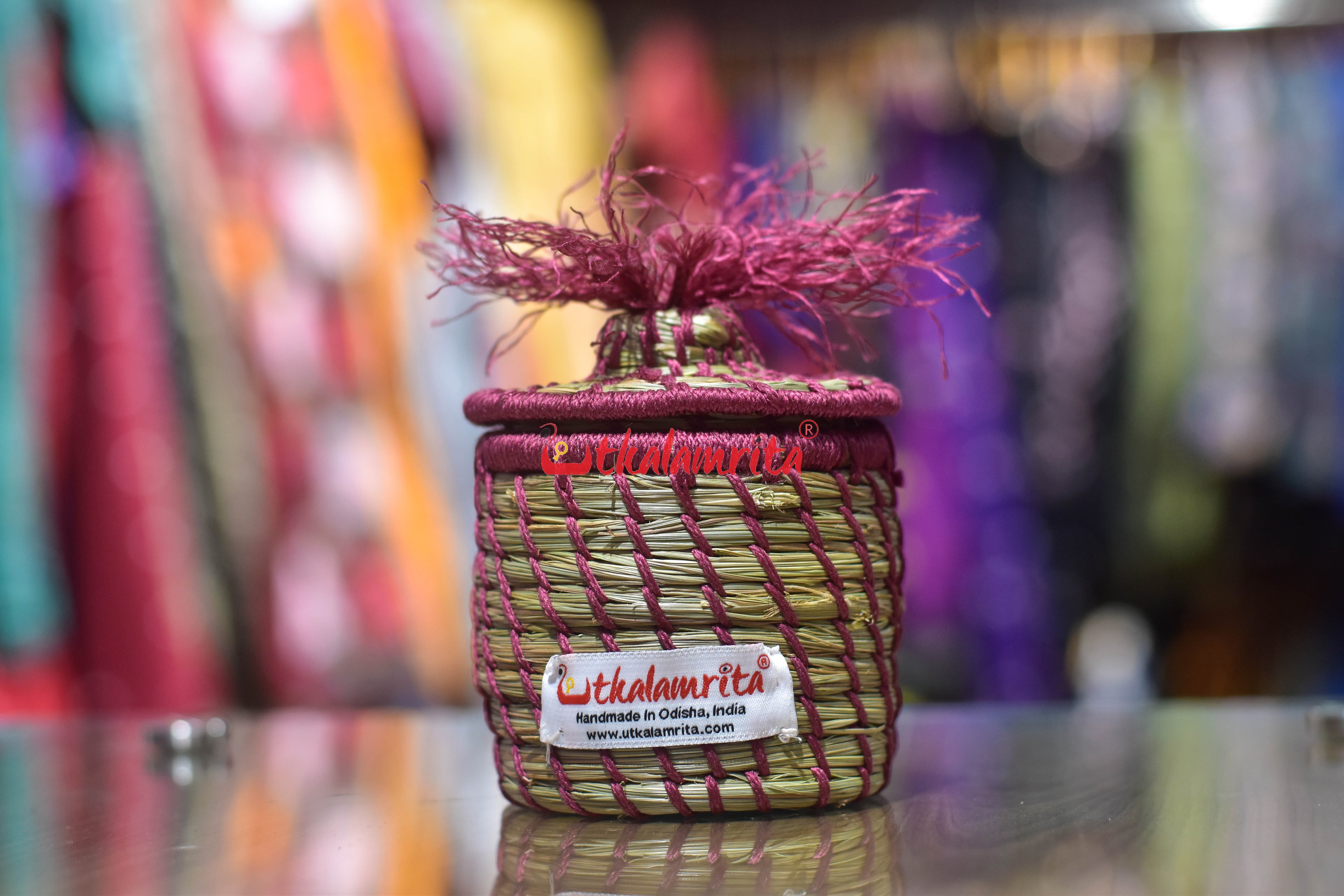 Sabai Grass Chuti Thread Jewellery Box Maroon