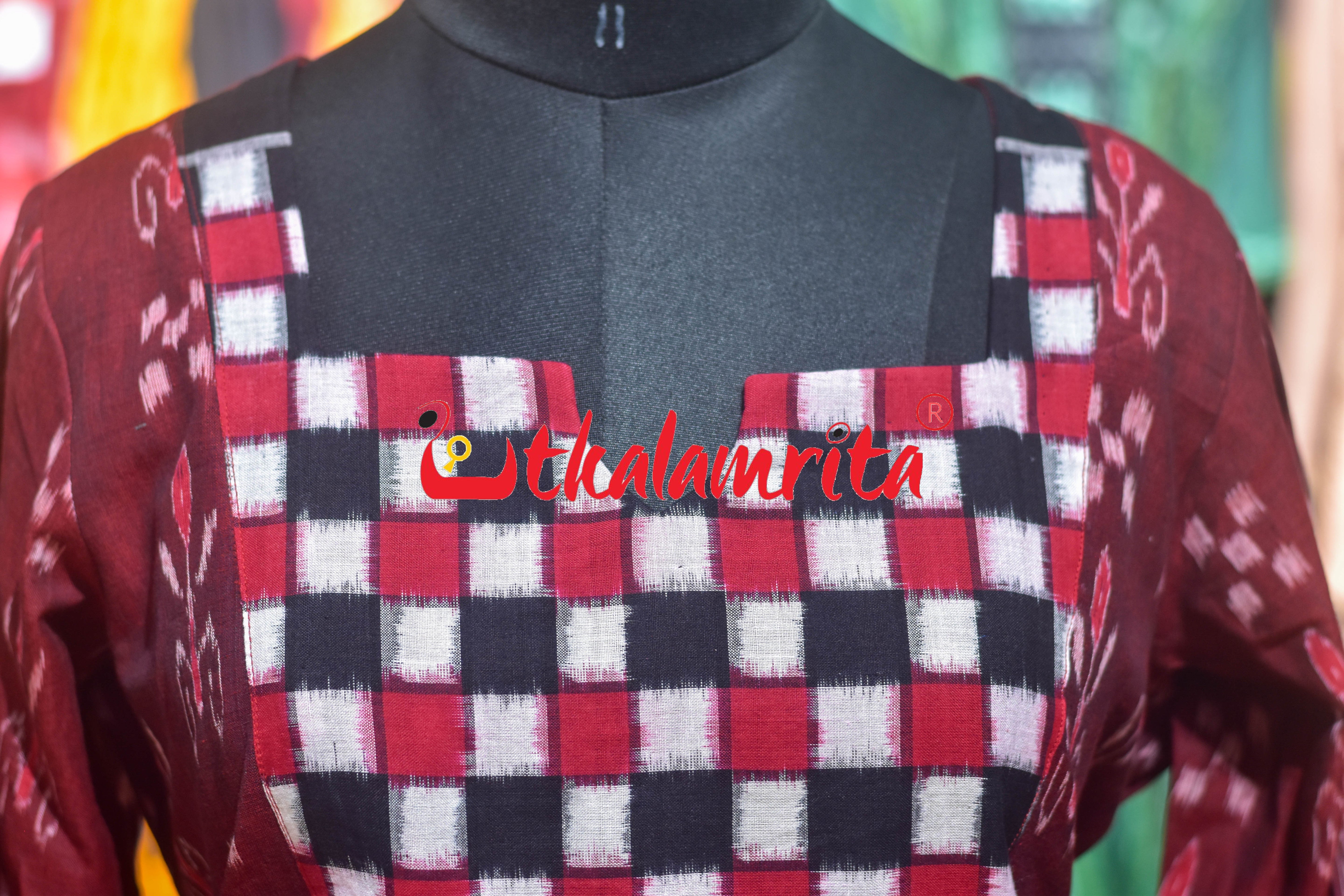 Maroon Kadha Total Pasapli (Ladies Kurta)