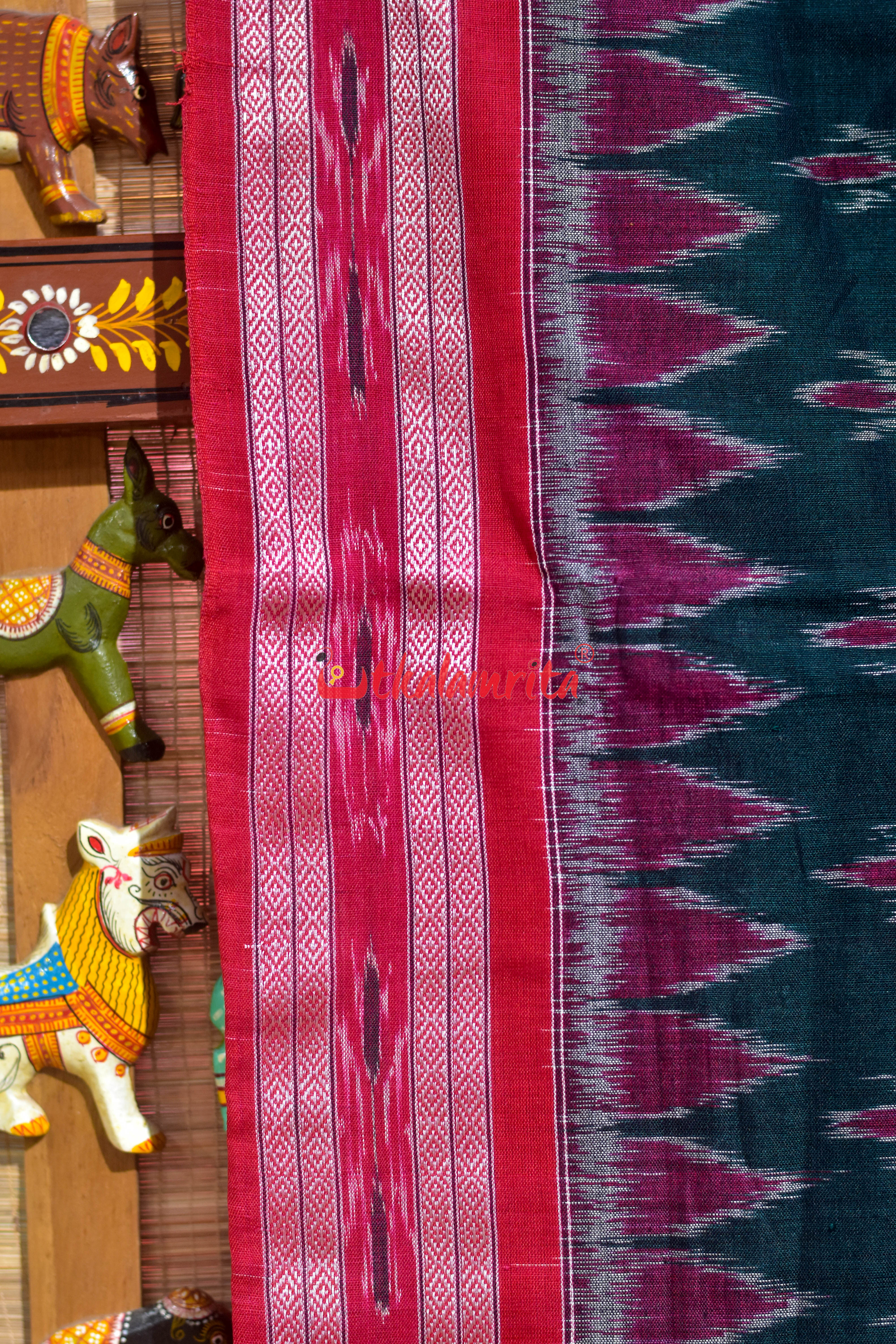 Bottle Green Damru Pasapali Khandua Cotton Saree