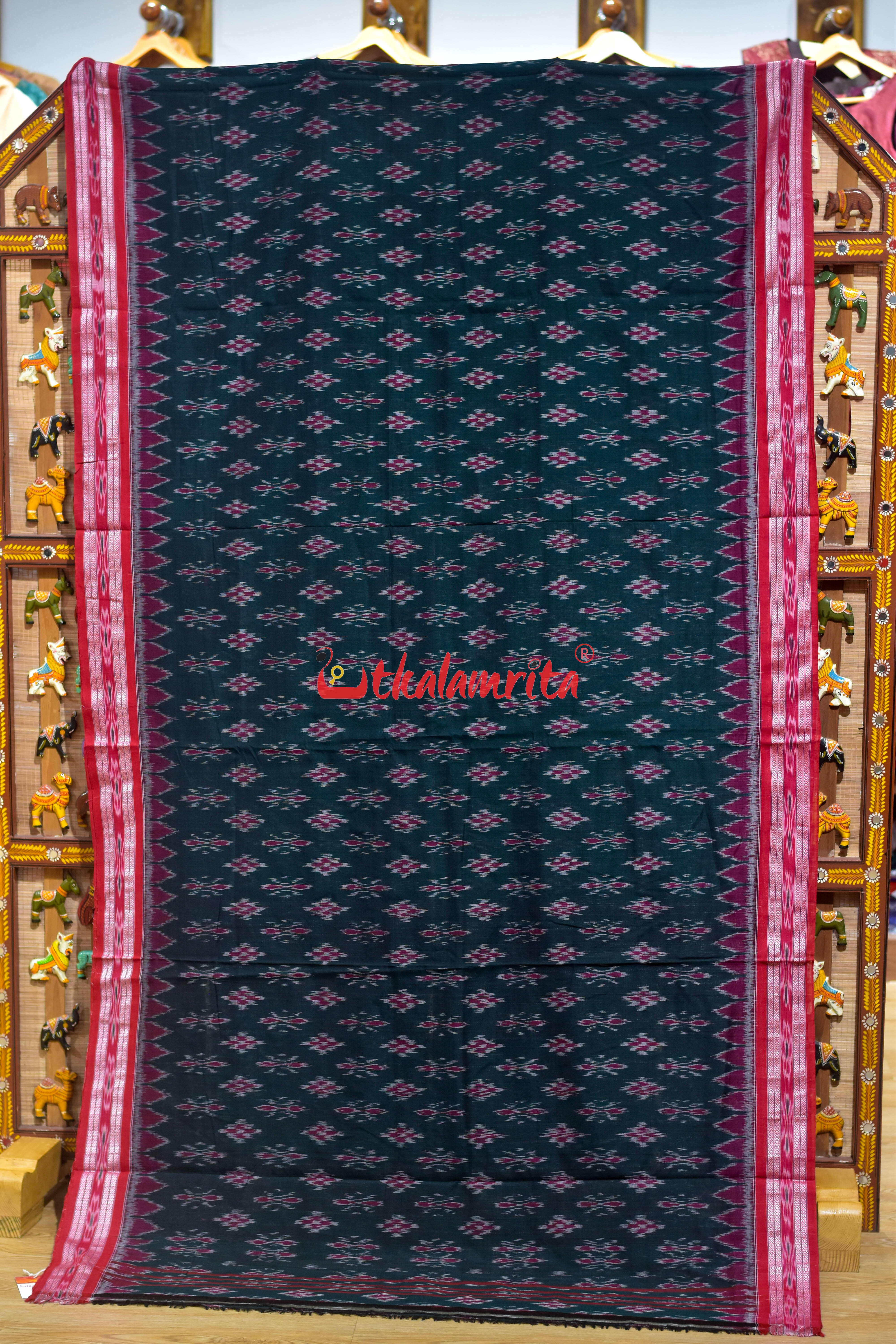 Bottle Green Damru Pasapali Khandua Cotton Saree