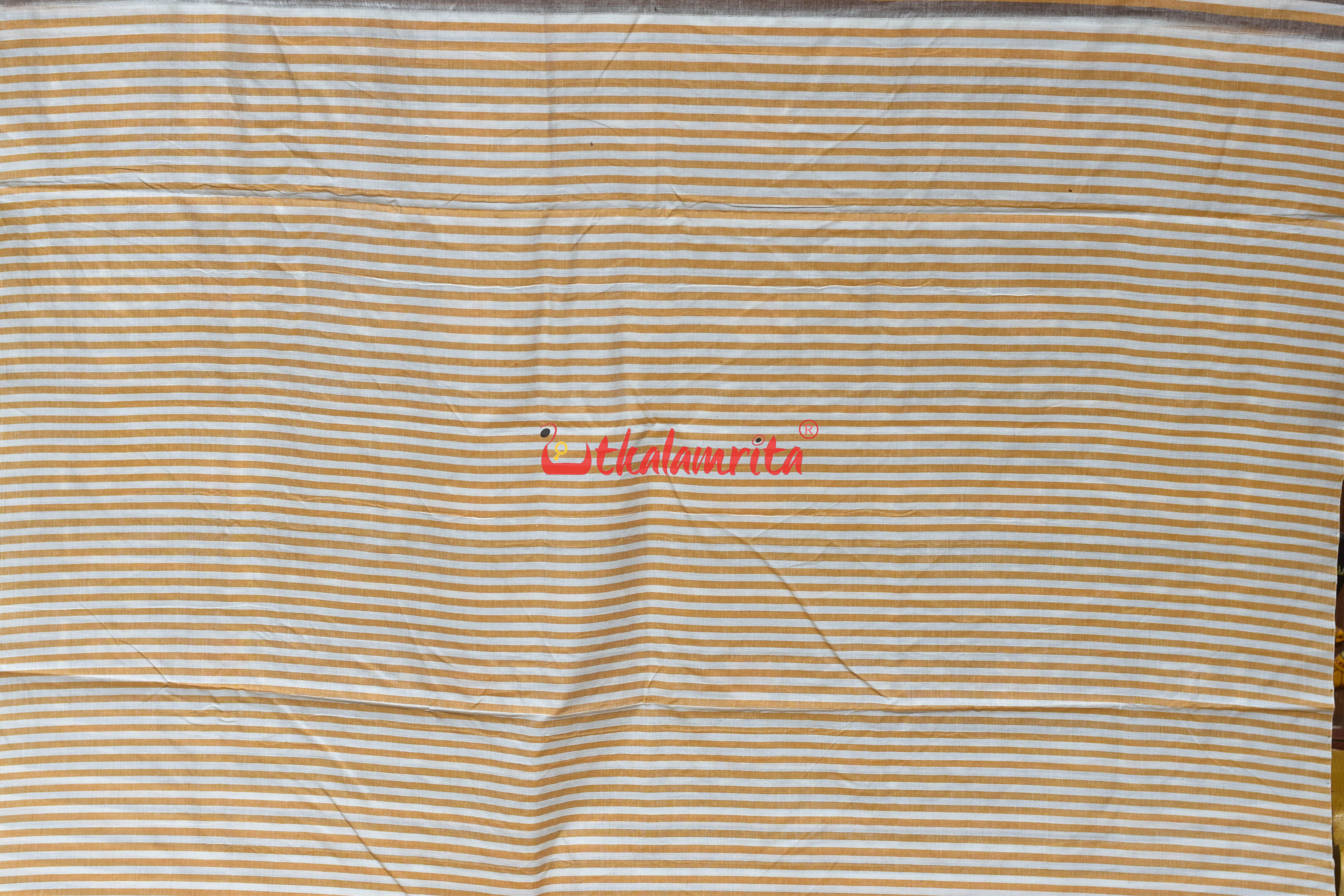 Cream Mandala Art Khandua Cotton Saree