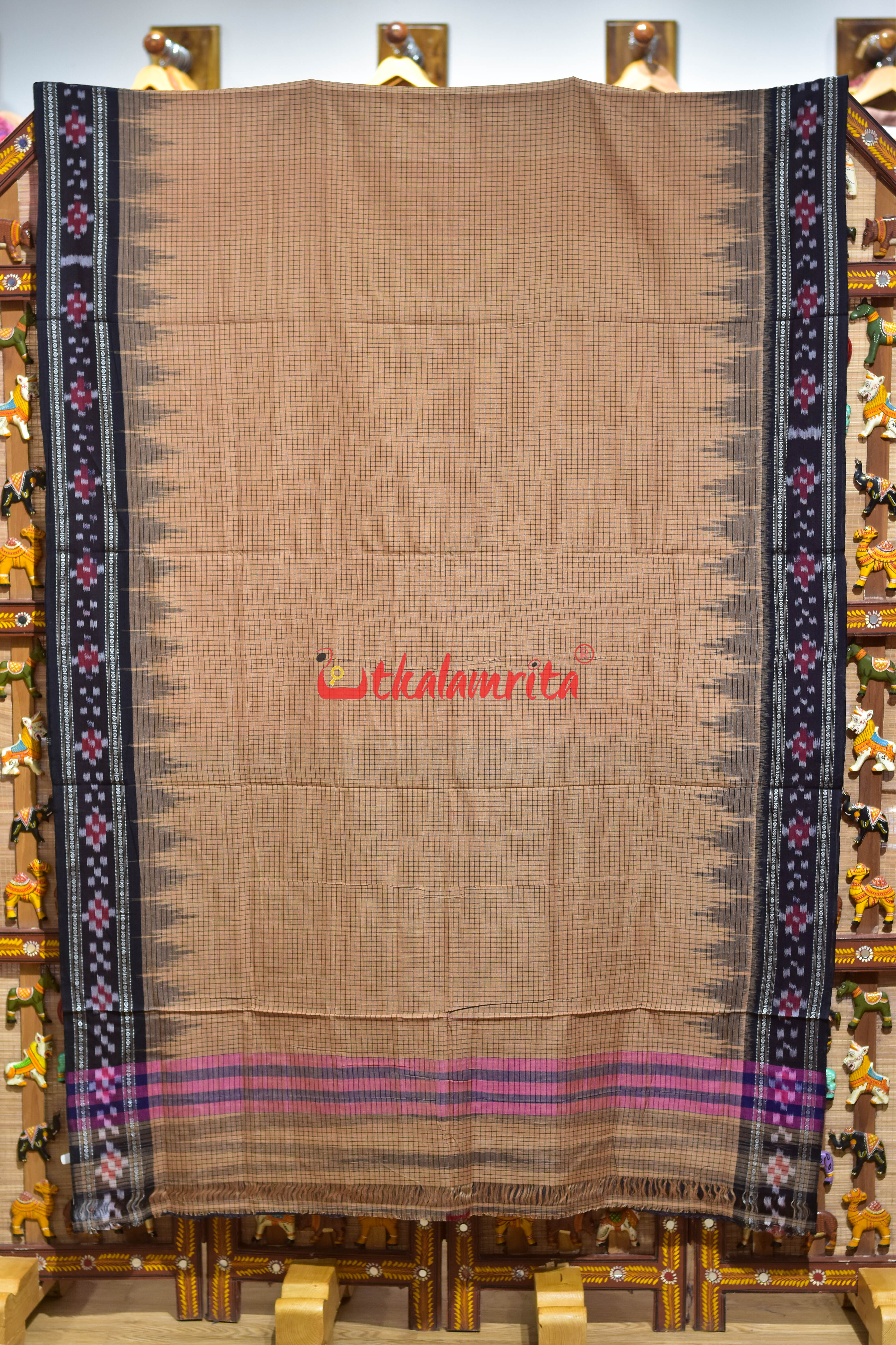 Sachipar Border Pasapali Cream Khandua Cotton Saree