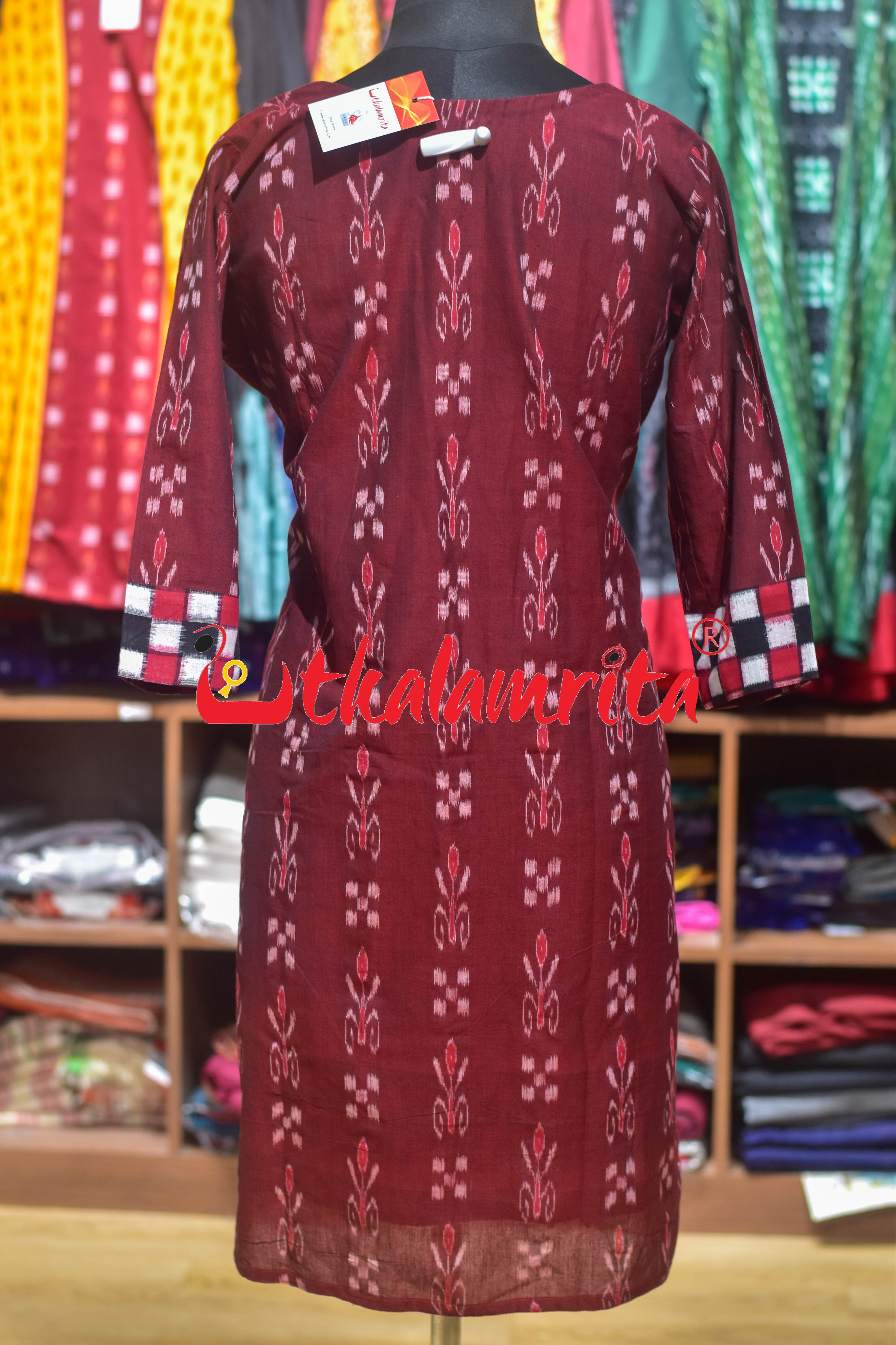 Maroon Kadha Total Pasapli (Ladies Kurta)