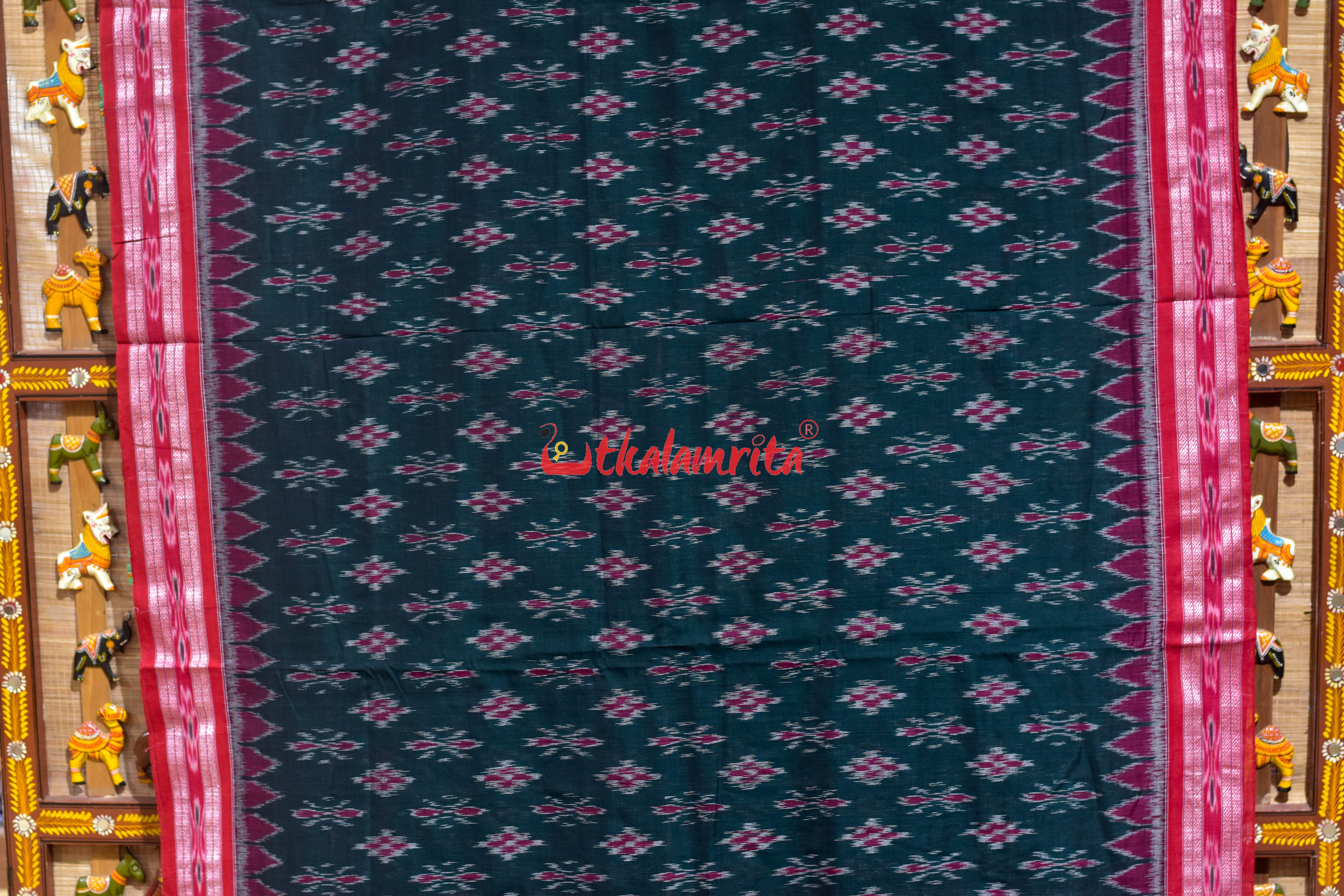 Bottle Green Damru Pasapali Khandua Cotton Saree