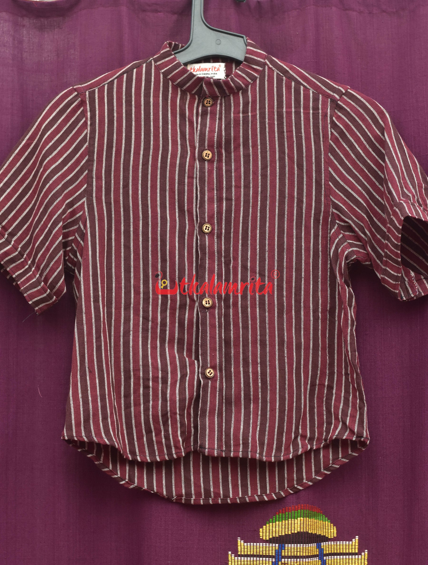 Maroon Coffee Lines Kotpad (kids Shirt)