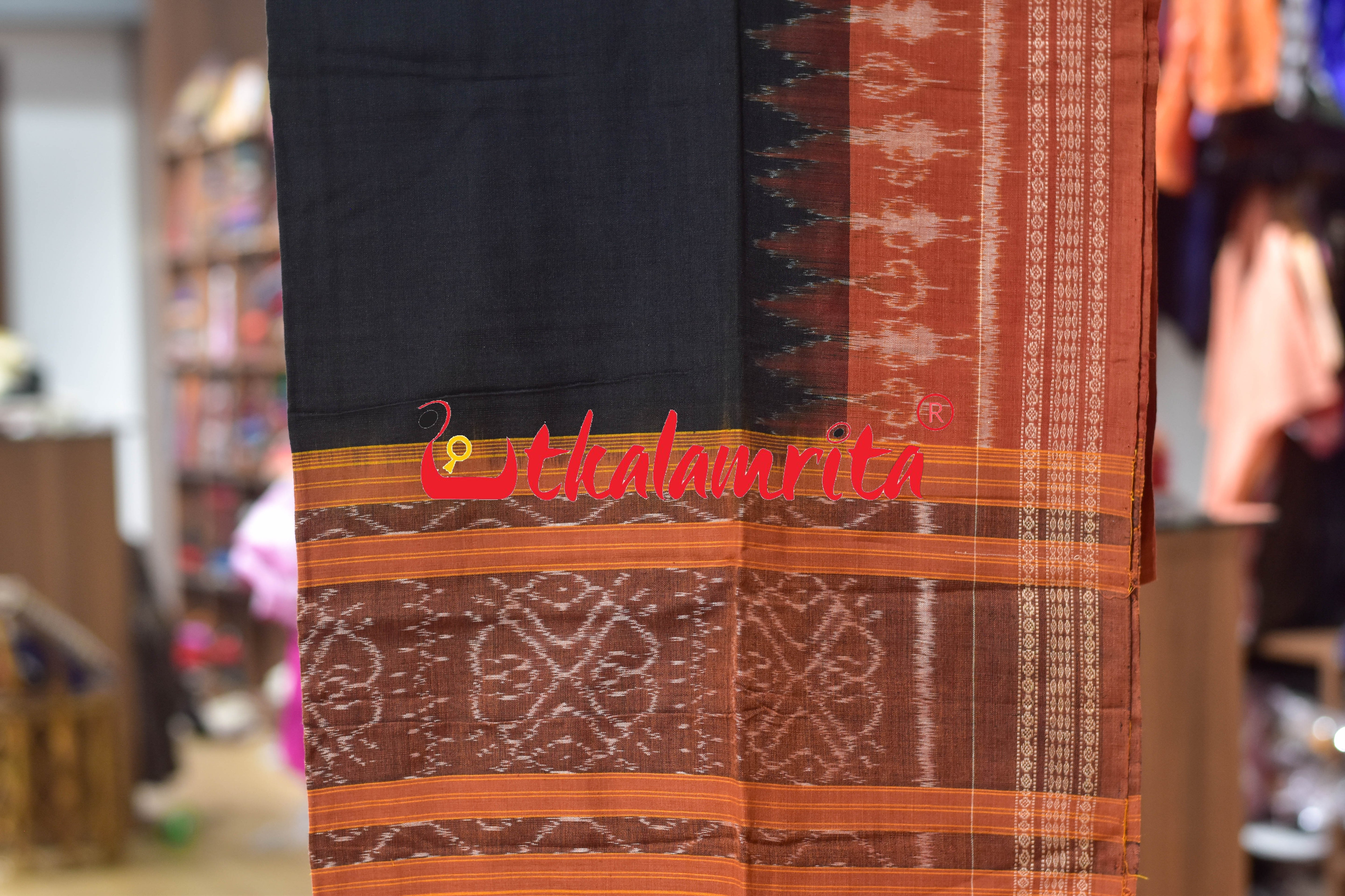 Rust Black Cut Tribals Sambalpuri Cotton Dress Set