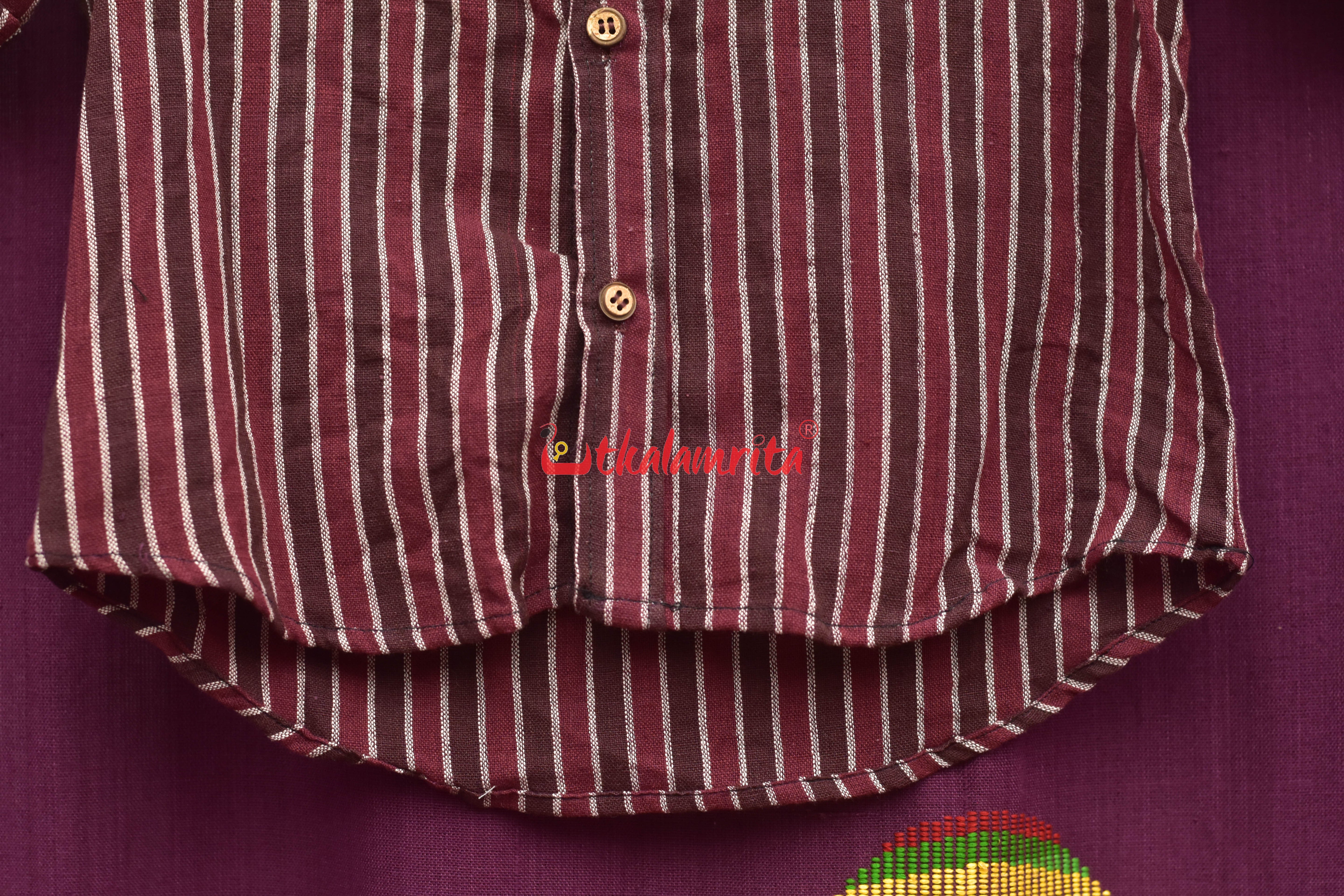 Maroon Coffee Lines Kotpad (kids Shirt)
