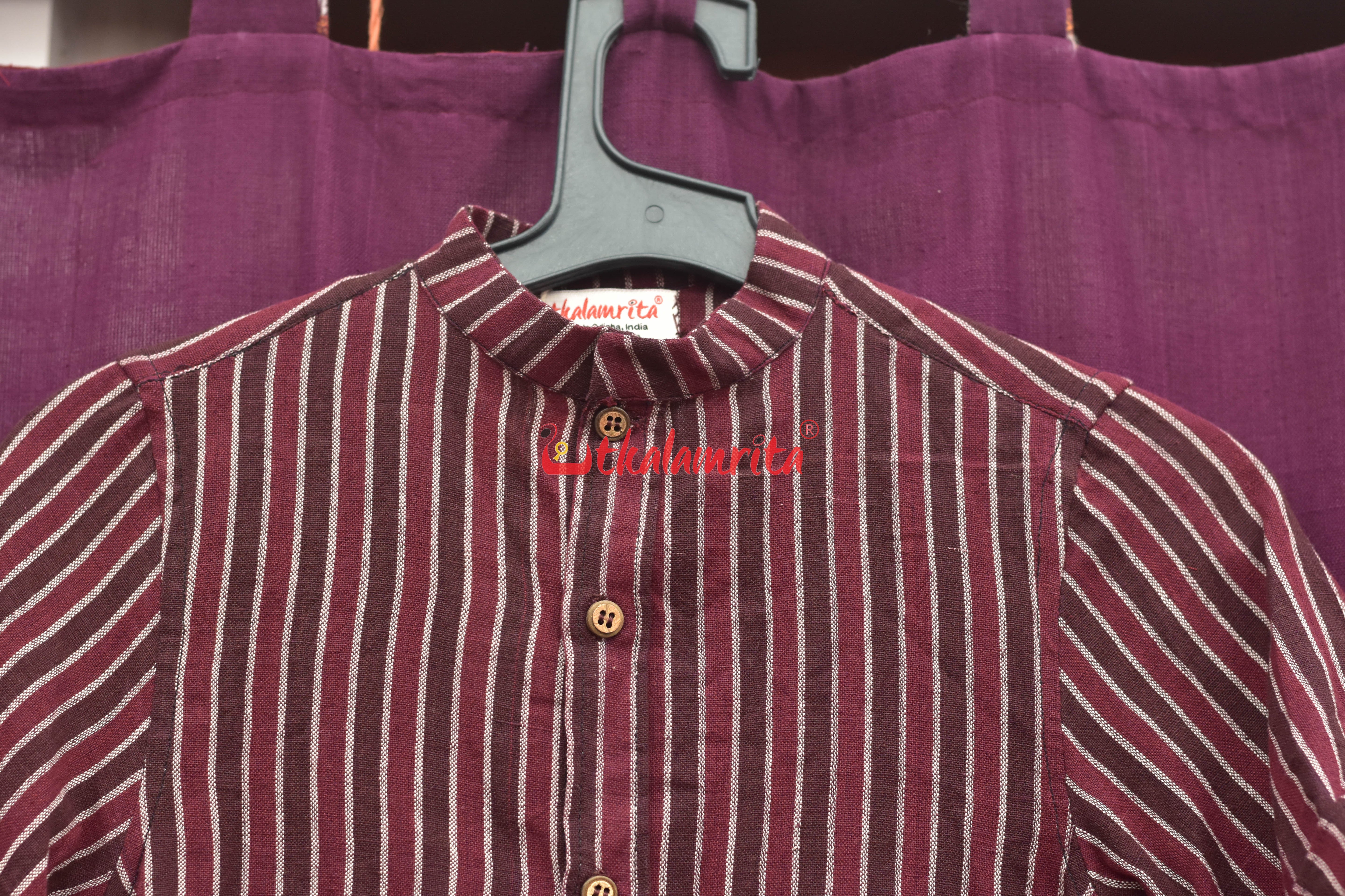 Maroon Coffee Lines Kotpad (kids Shirt)