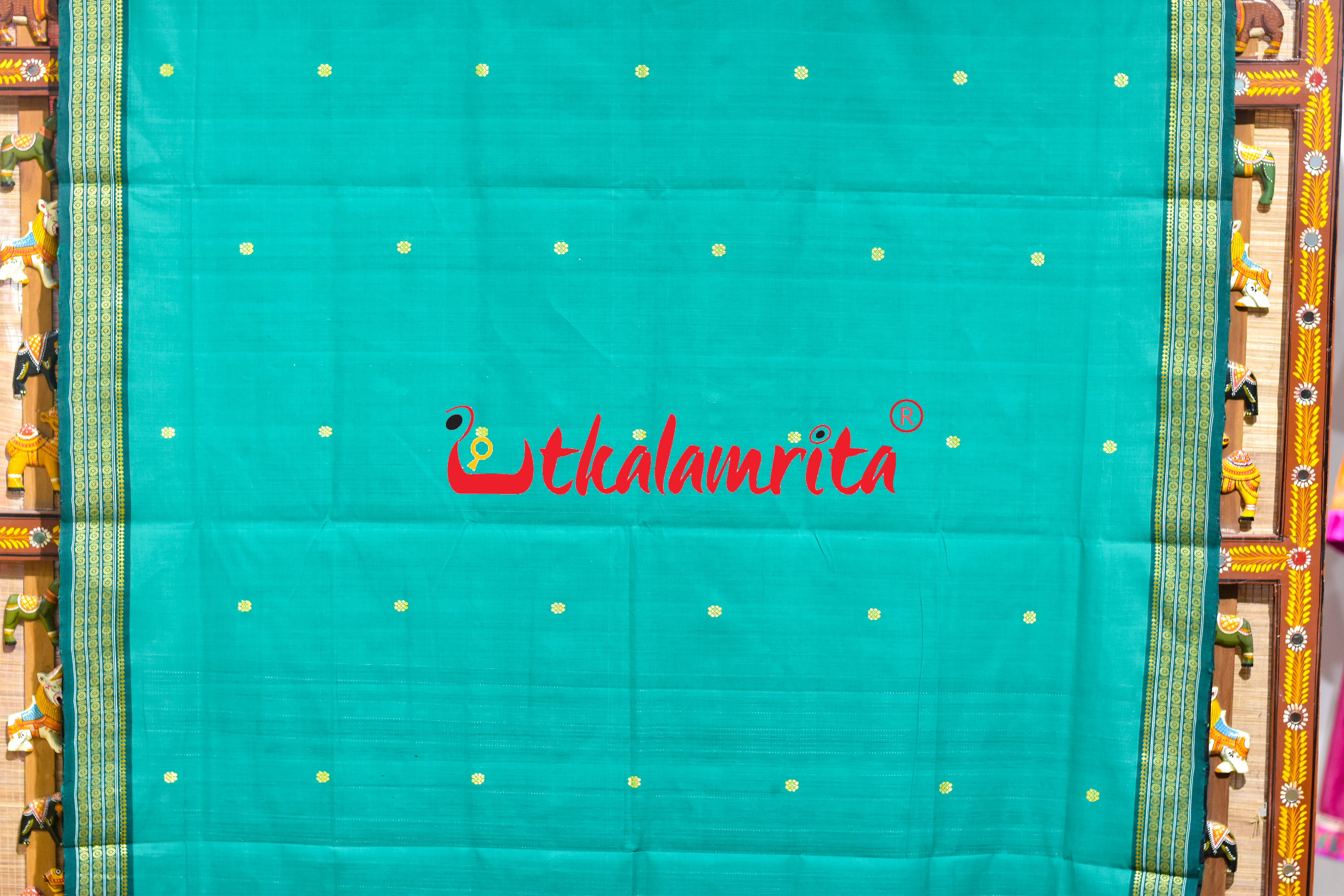 Green Double Border Doby Pittala Single Cotton Saree