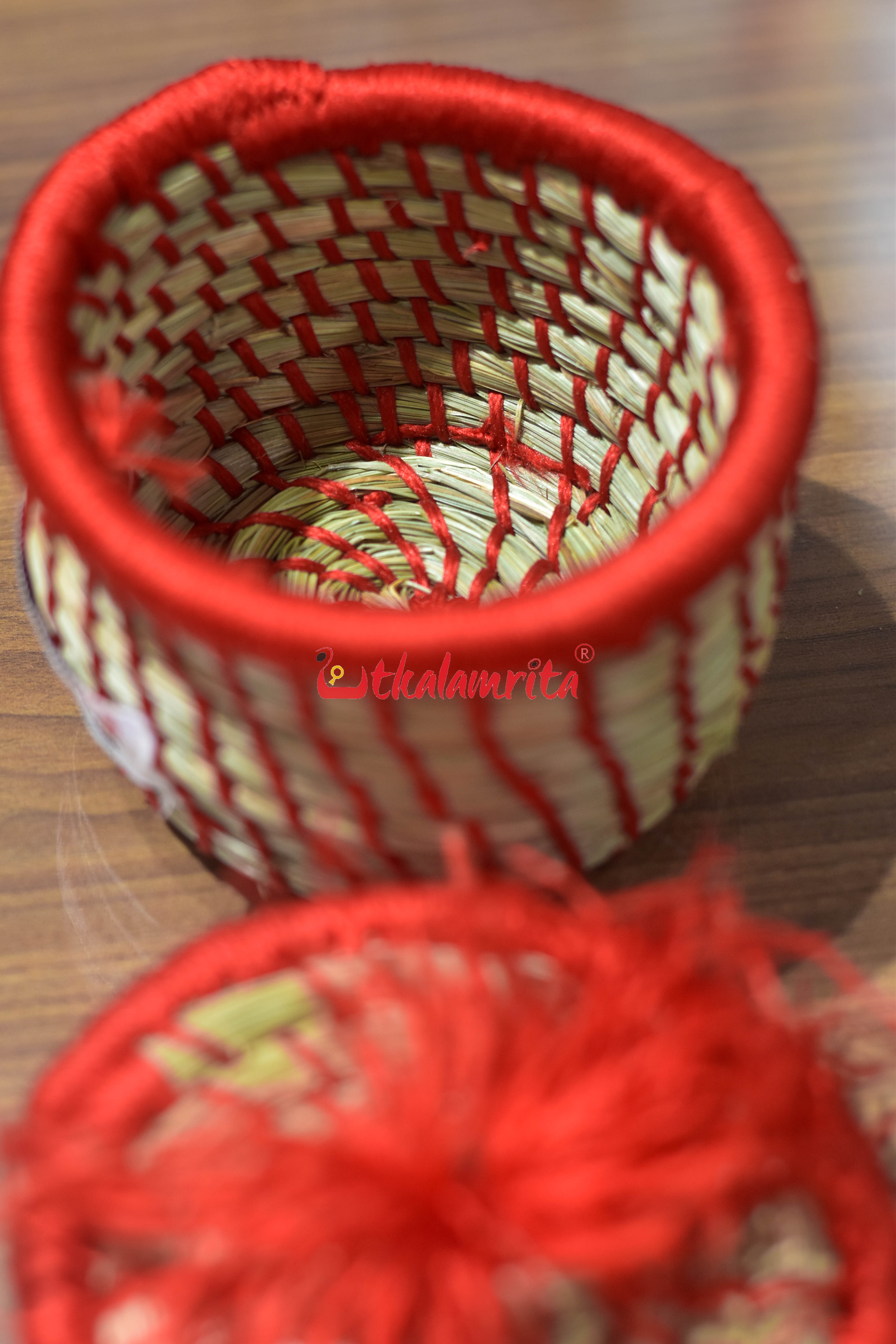 Sabai Grass Chuti Thread Jewellery Box Red