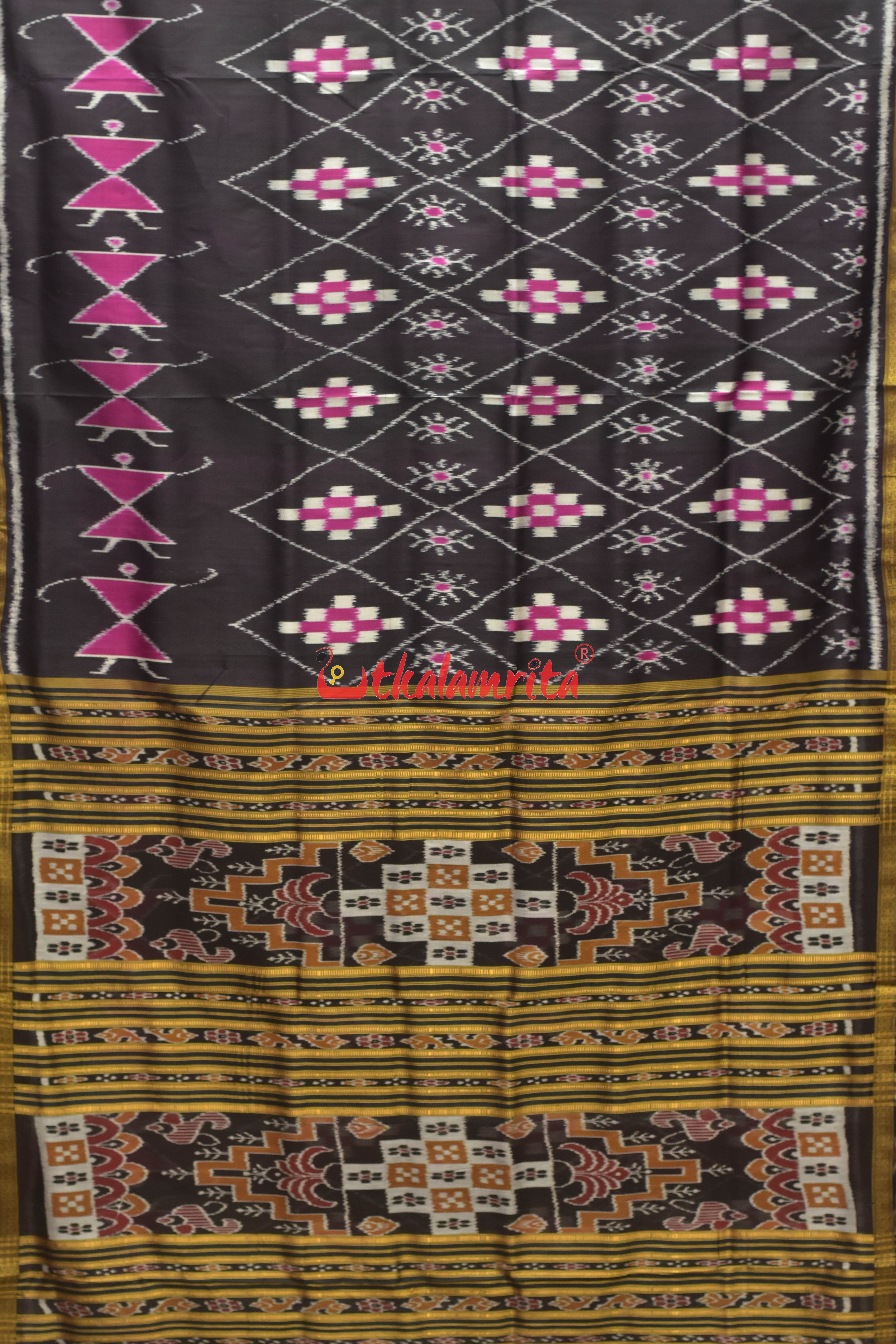 Black Pink Thikiri Pasapali with Tribal Khandua Silk Saree