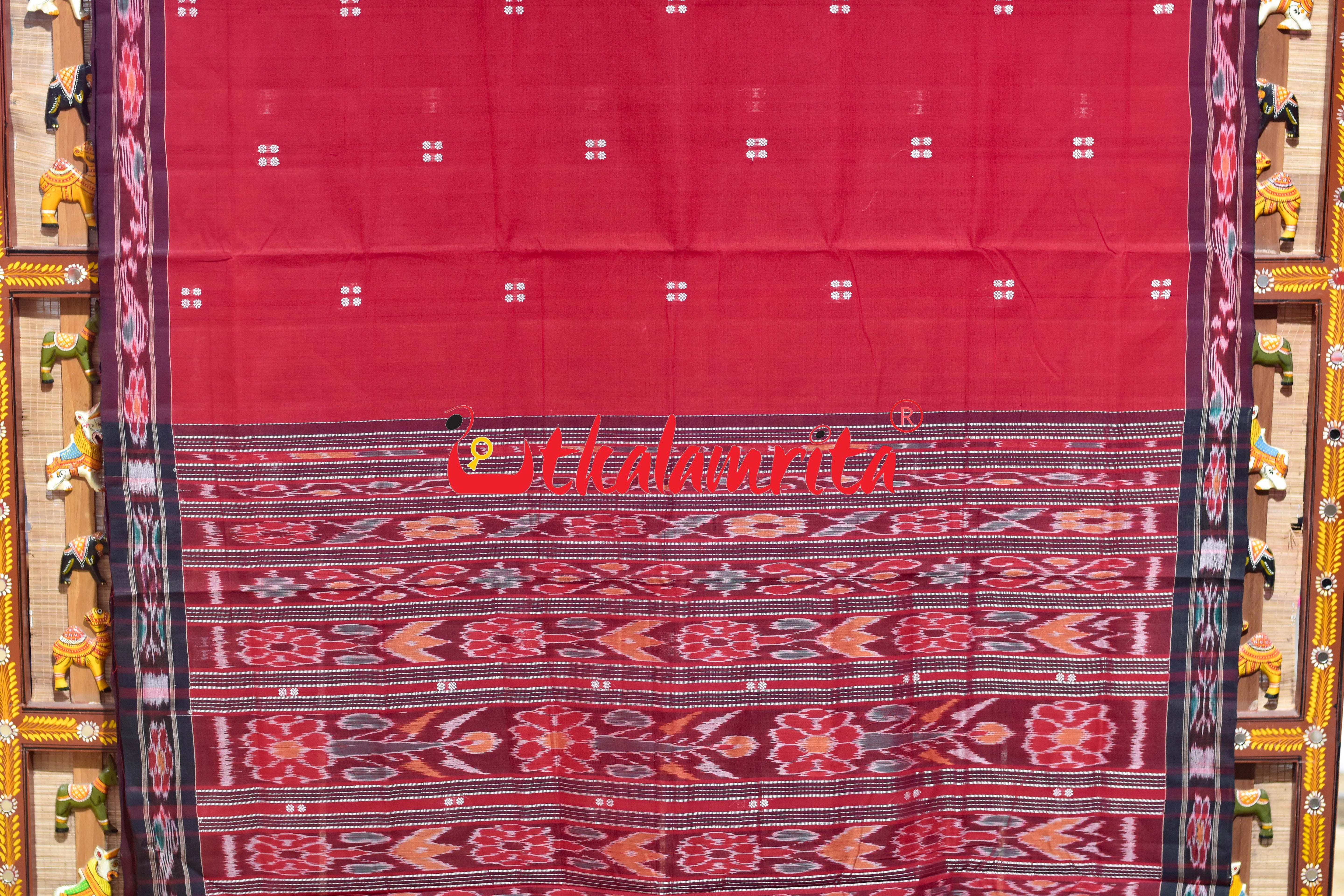 Red Coffee Pittala Single Cotton Saree