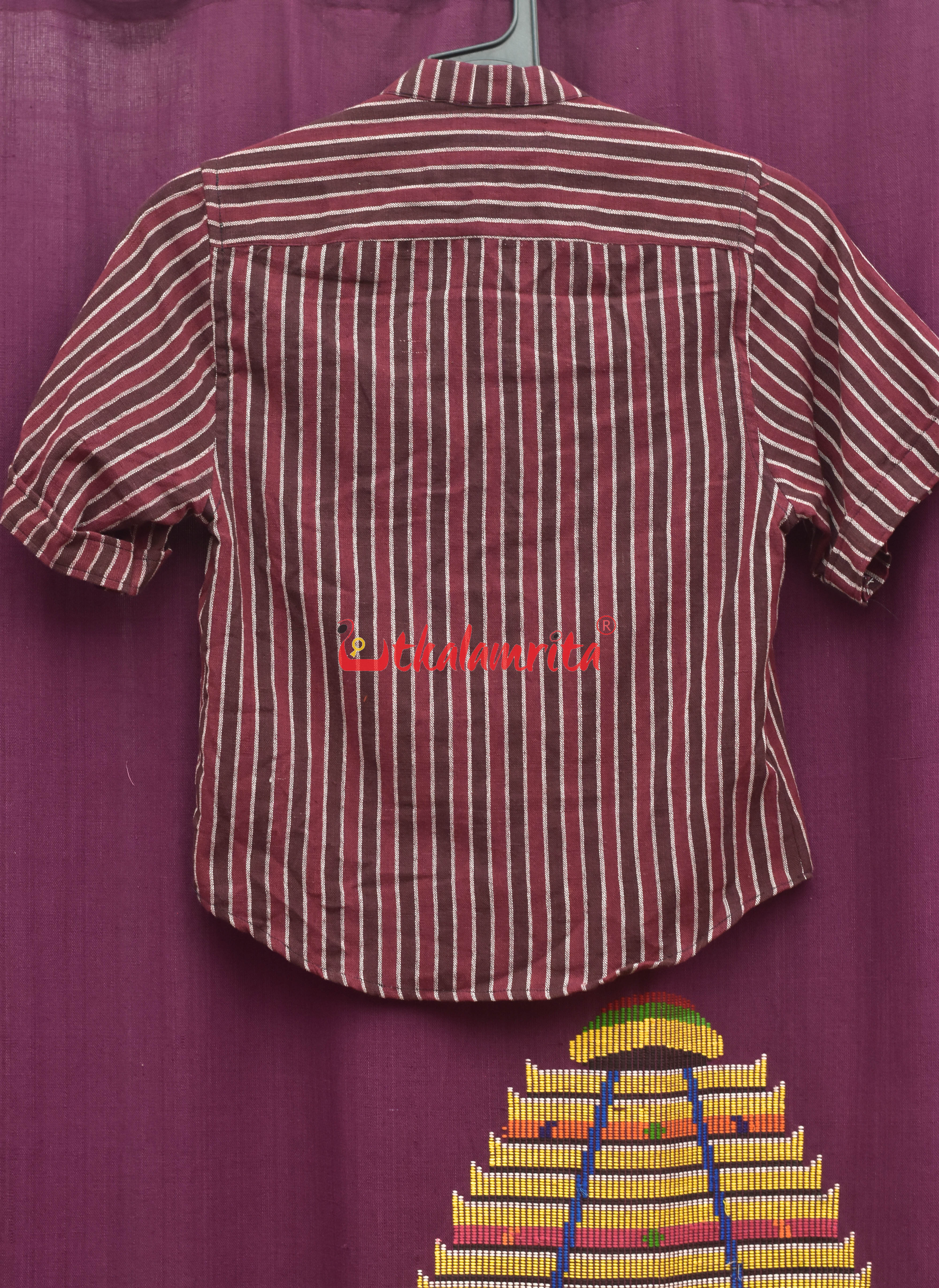 Maroon Coffee Lines Kotpad (kids Shirt)