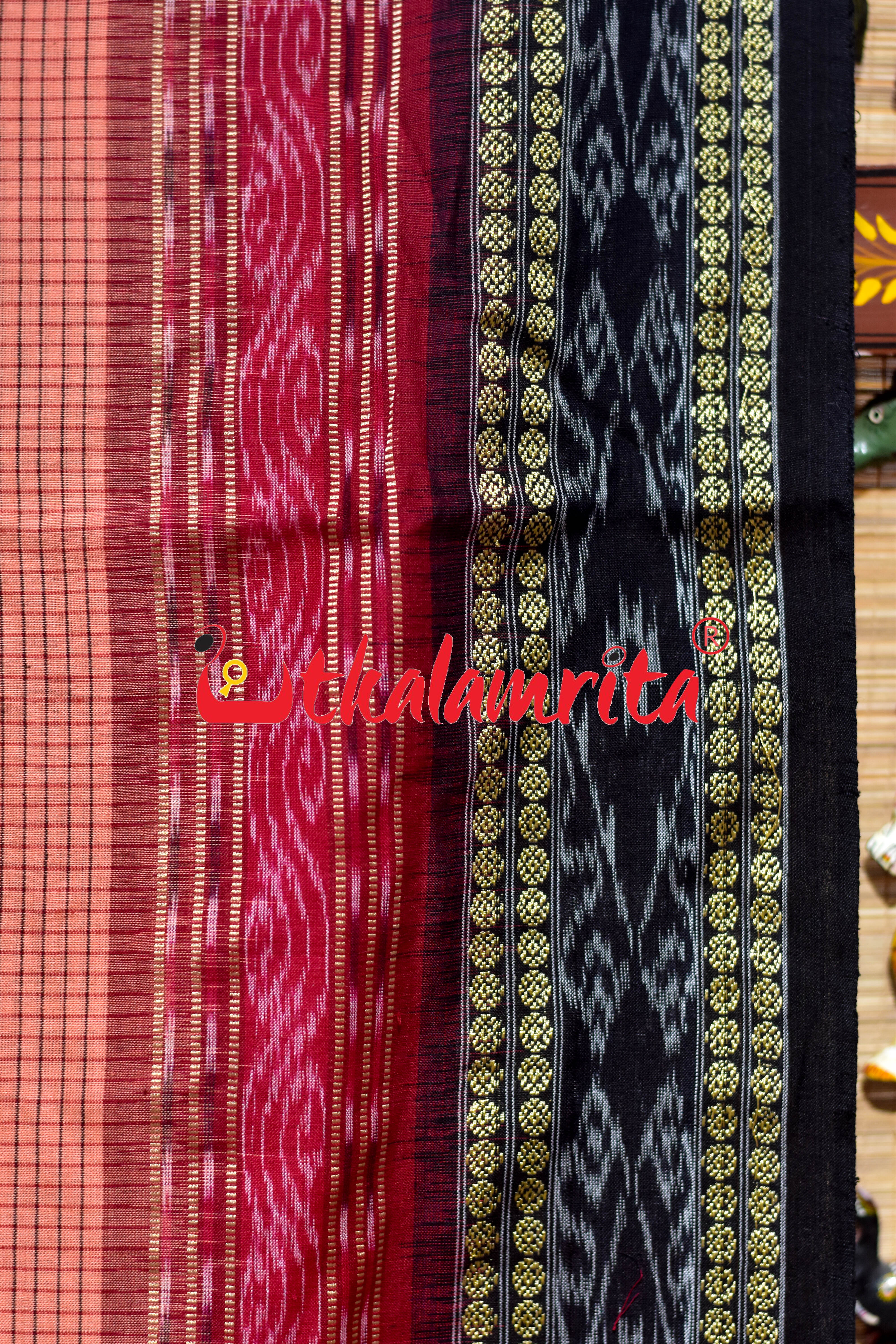 Peach Sachipar Khandua Cotton Saree